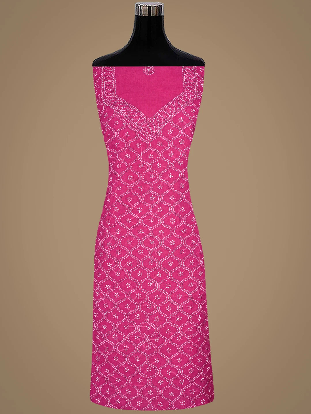 Ada Hand Embroidered Onion Pink Cotton Lucknowi Chikankari Unstitched Suit Piece 01A887913