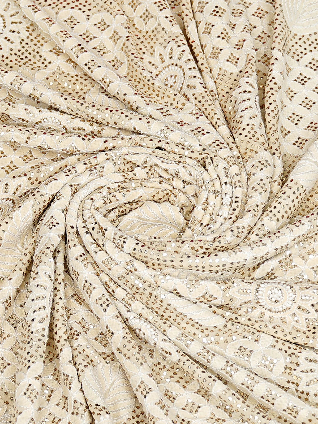 Ada Hand Embroidered Off White  Pure Georgette Dupatta With Muqaish Work 01A889821