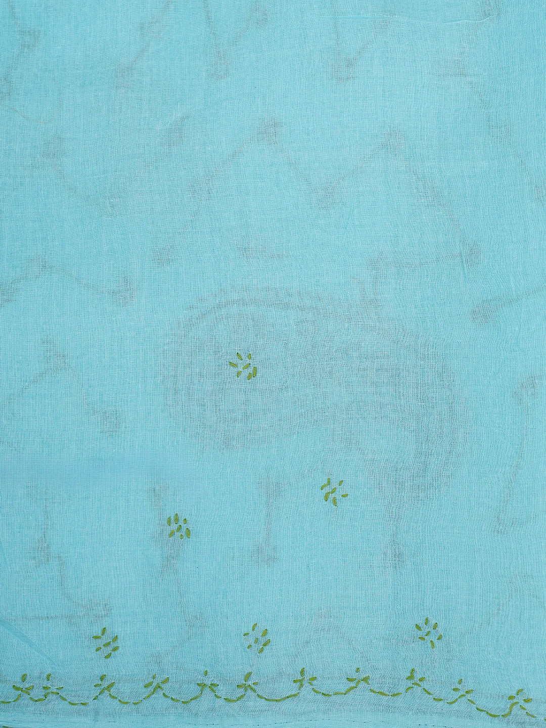 Ada Hand Embroidered Blue Cotton Lucknowi Chikankari Saree and Blouse 01A882894