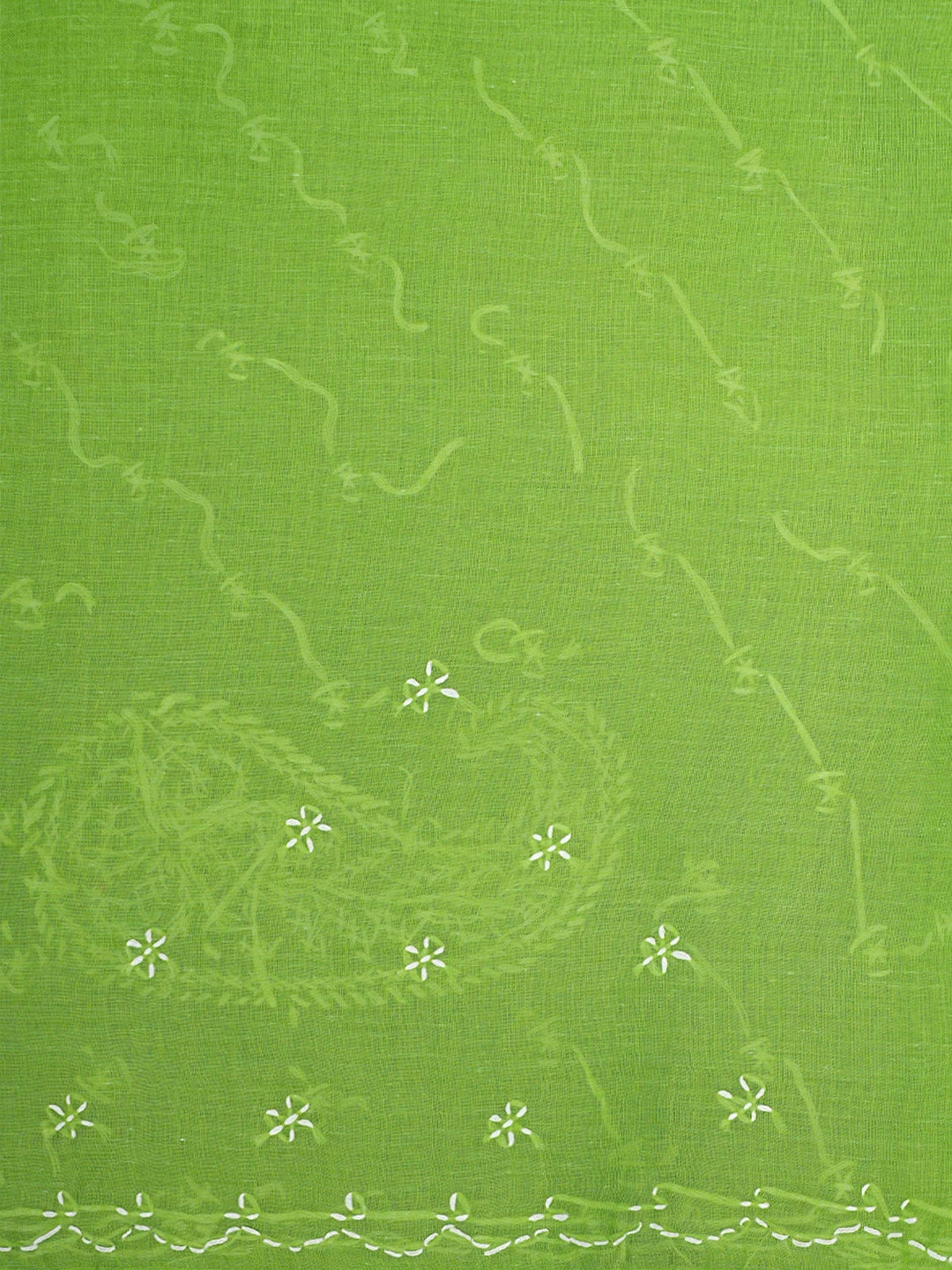 Ada Hand Embroidered Green Cotton Lucknowi Chikankari Saree and Blouse 01A882864