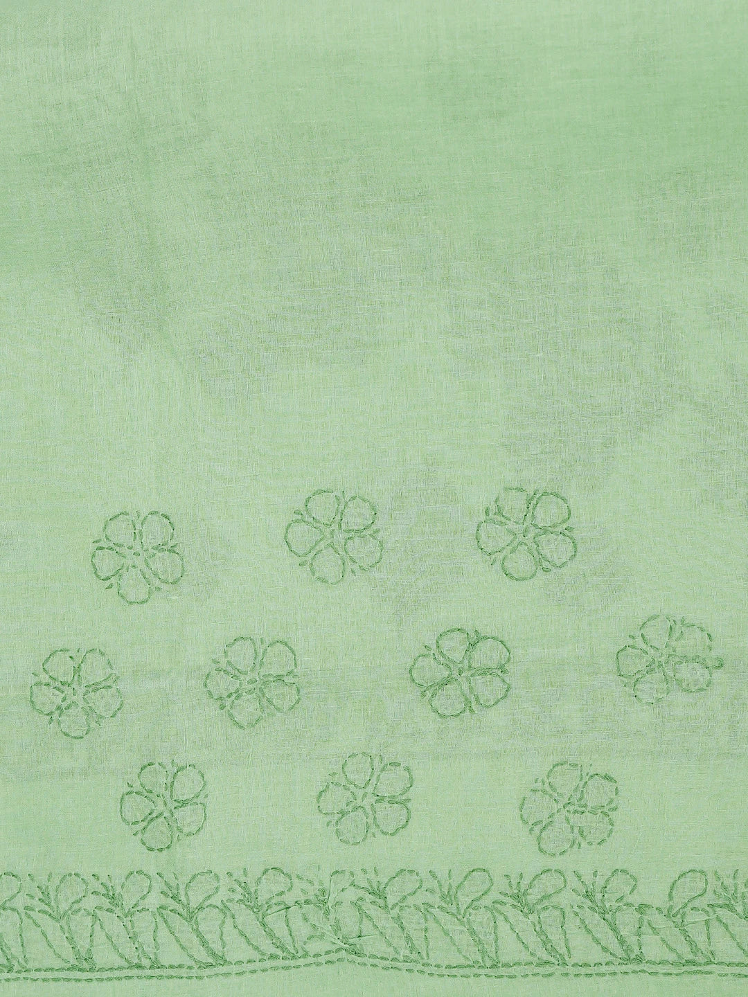 Ada Hand Embroidered Pista Green Cotton Lucknowi Chikankari Saree and Blouse 01A872888