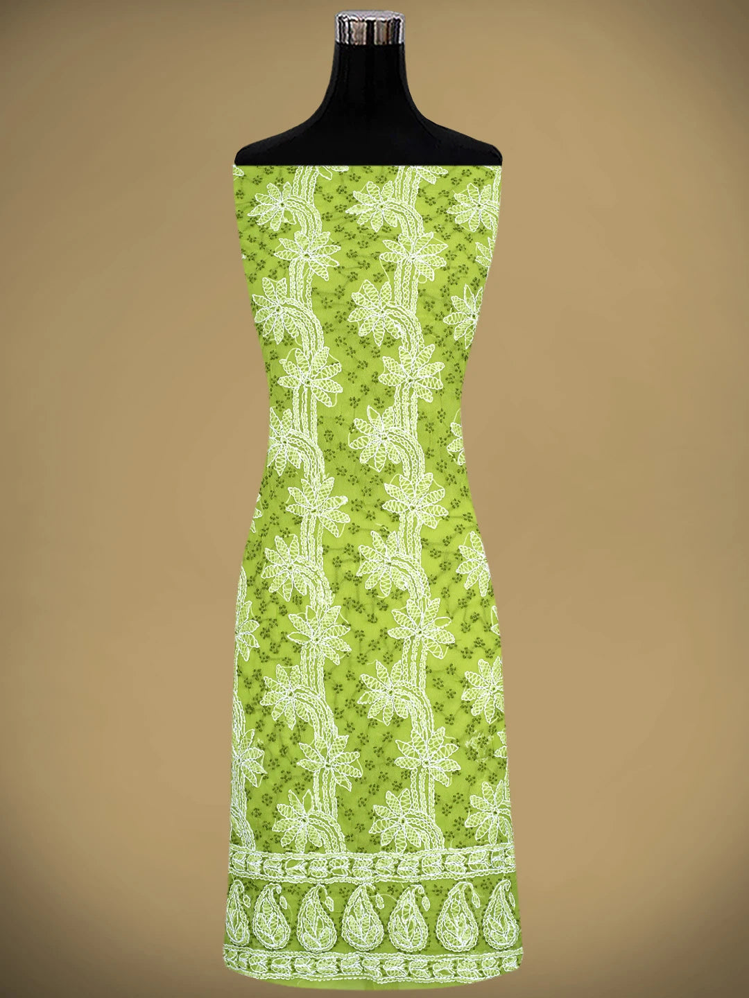 Ada Hand Embroidered Green Georgette Lucknowi Chikankari Unstitched Suit Piece 01A872124