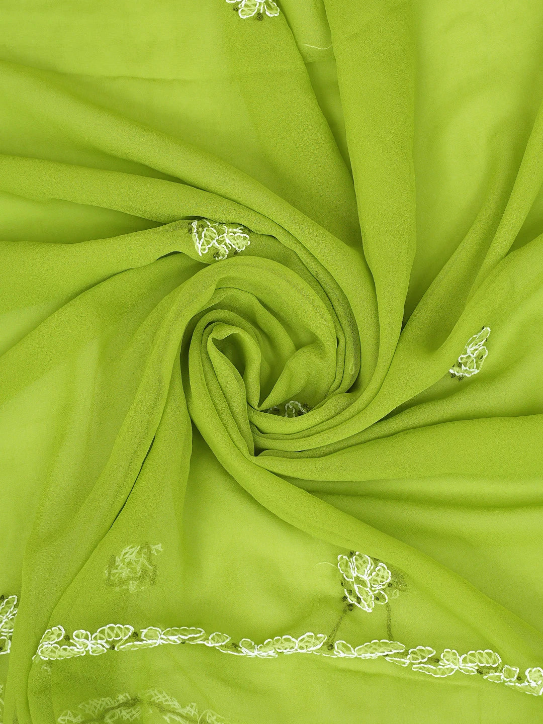 Ada Hand Embroidered Green Georgette Lucknowi Chikankari Unstitched Suit Piece 01A872124