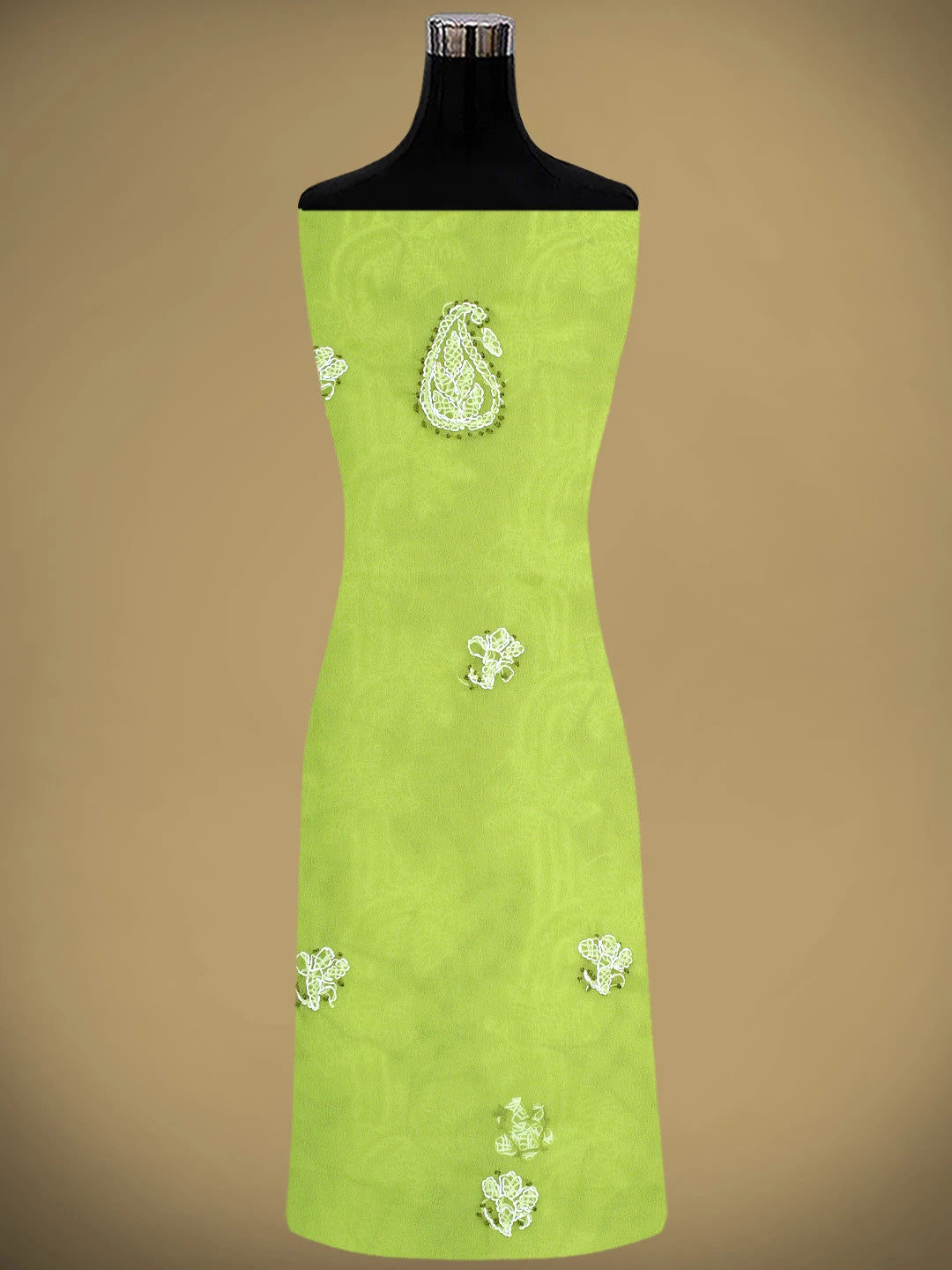 Ada Hand Embroidered Green Georgette Lucknowi Chikankari Unstitched Suit Piece 01A872124