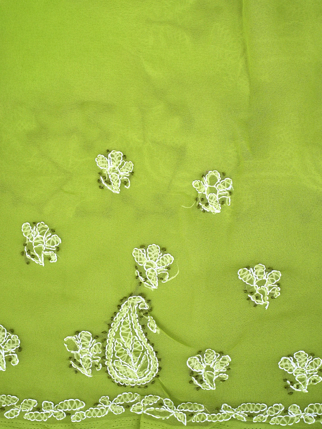 Ada Hand Embroidered Green Georgette Lucknowi Chikankari Unstitched Suit Piece 01A872124