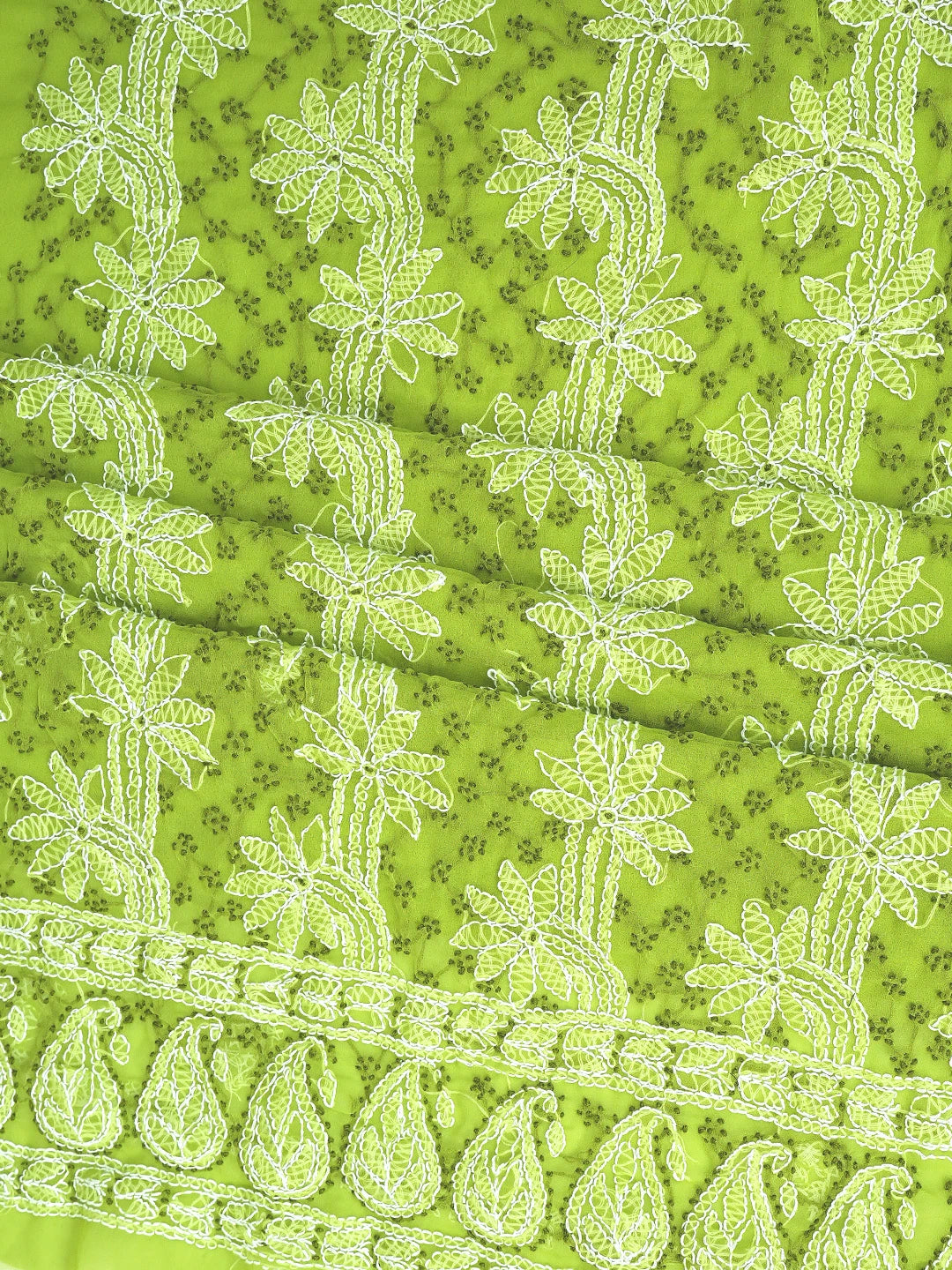 Ada Hand Embroidered Green Georgette Lucknowi Chikankari Unstitched Suit Piece 01A872124