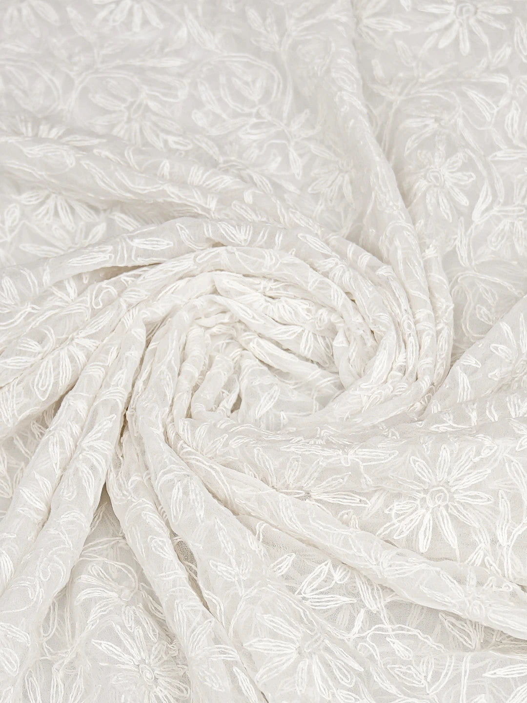 Ada Hand Embroidered White Georgette Lucknowi Chikankari Dupatta 01A779393