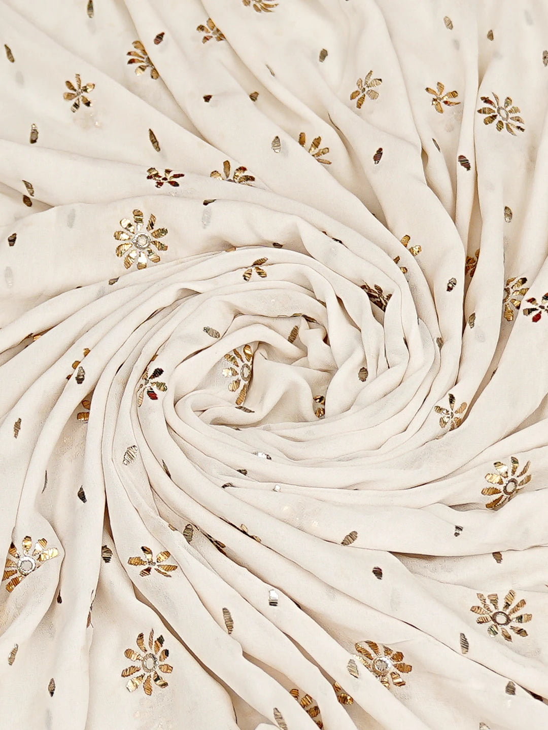 Ada Hand Embroidered Ivory Pure Georgette Dupatta With Muqaish Work 01A889825