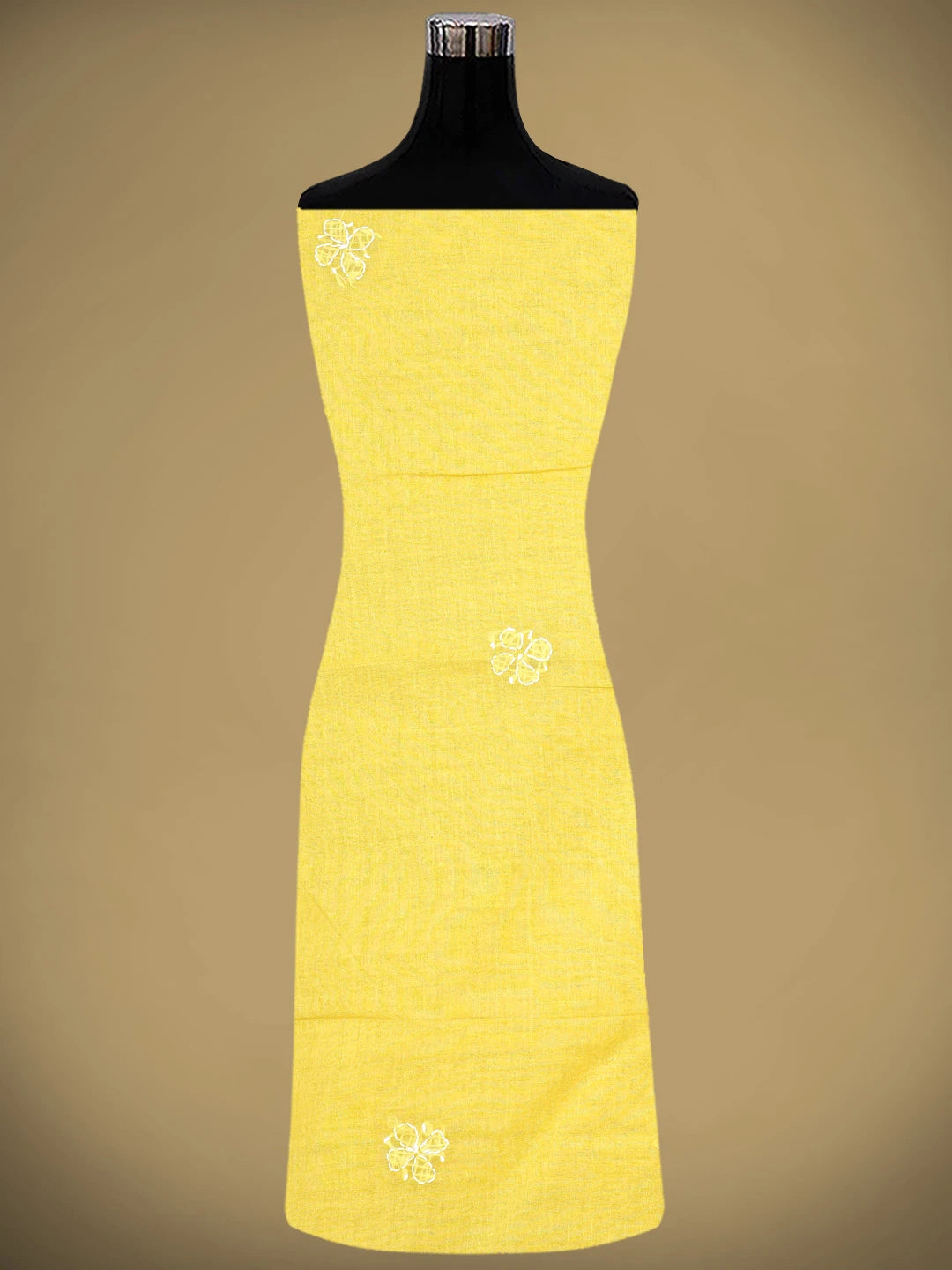 Ada Hand Embroidered Yellow Cotton Lucknowi Chikankari Unstitched Suit Piece 01A887927