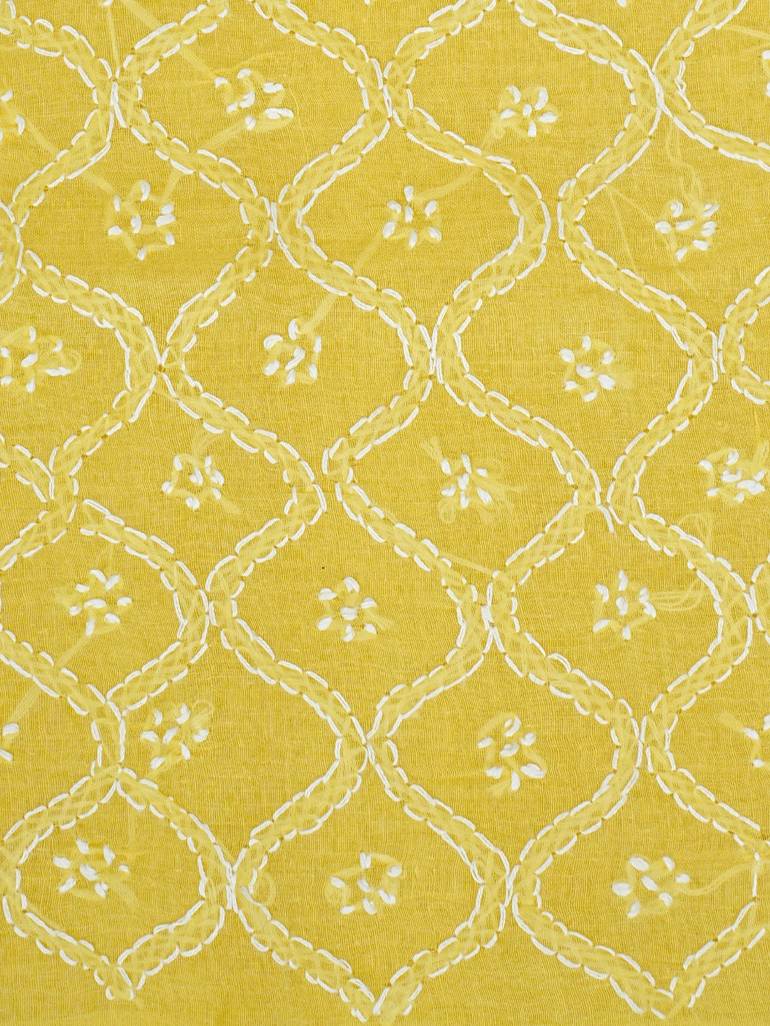 Ada Hand Embroidered Yellow Cotton Lucknowi Chikankari Unstitched Suit Piece 01A887927