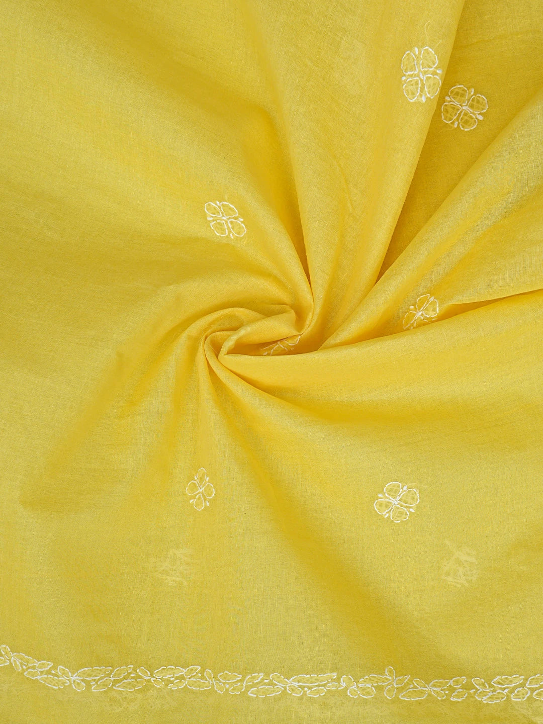 Ada Hand Embroidered Yellow Cotton Lucknowi Chikankari Unstitched Suit Piece 01A887927