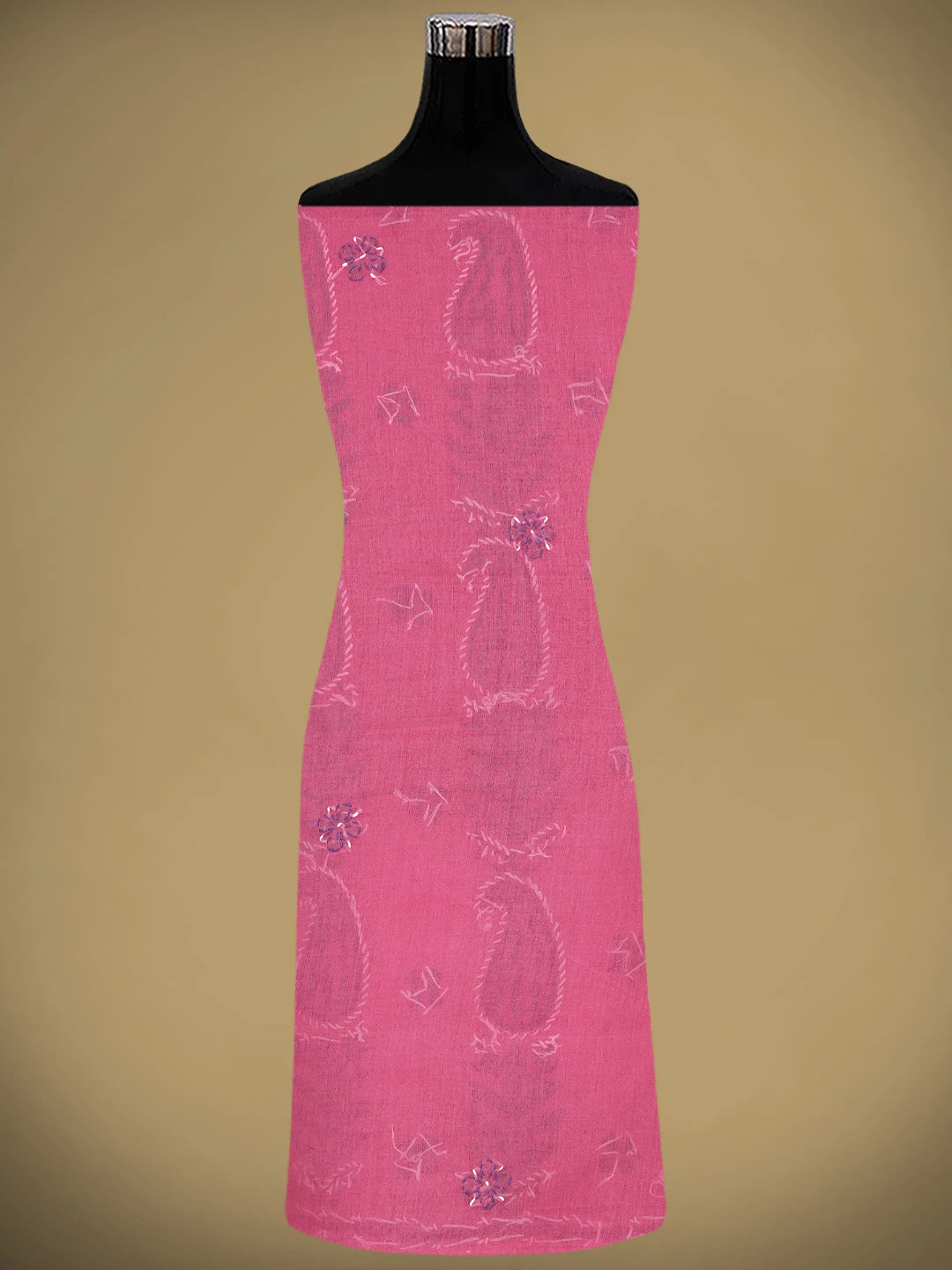 Ada Hand Embroidered Magenta Cotton Lucknowi Chikankari Unstitched Suit Piece with Chiffon Dupatta 01A882743