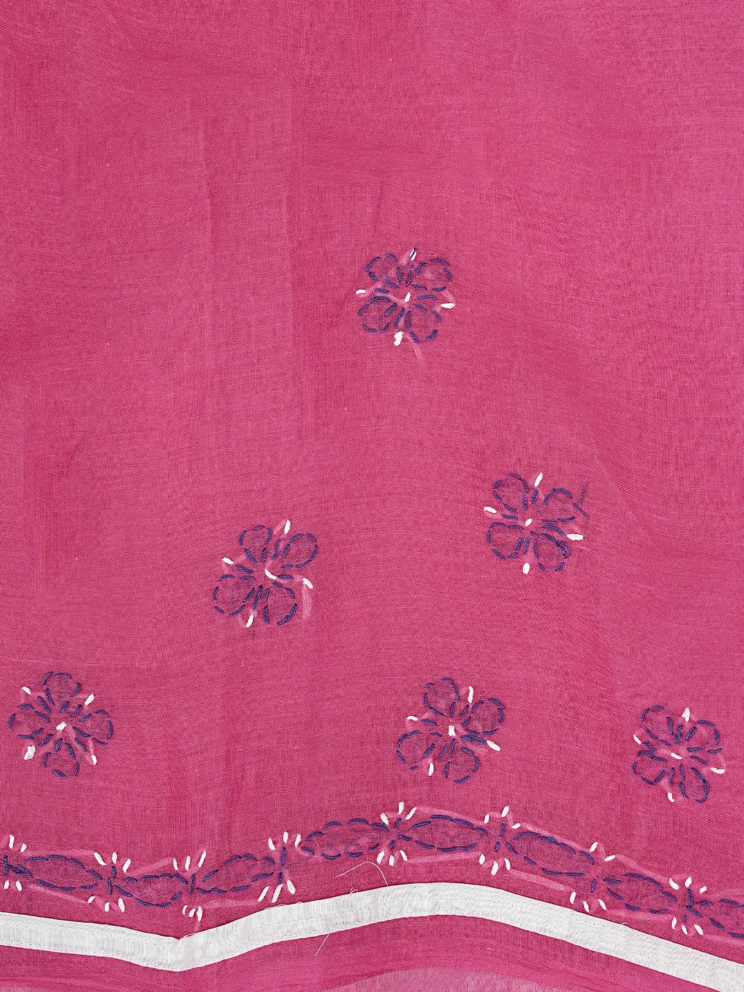 Ada Hand Embroidered Magenta Cotton Lucknowi Chikankari Unstitched Suit Piece with Chiffon Dupatta 01A882743