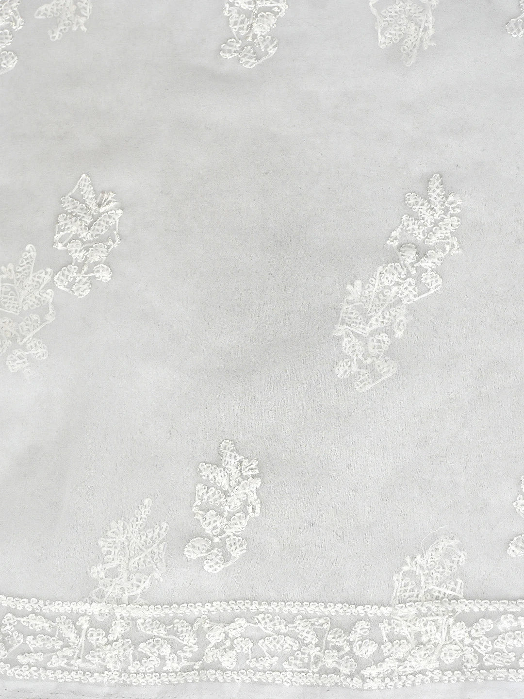 Ada Hand Embroidered White Georgette Lucknowi Chikankari Unstitched Suit Piece 01A878928