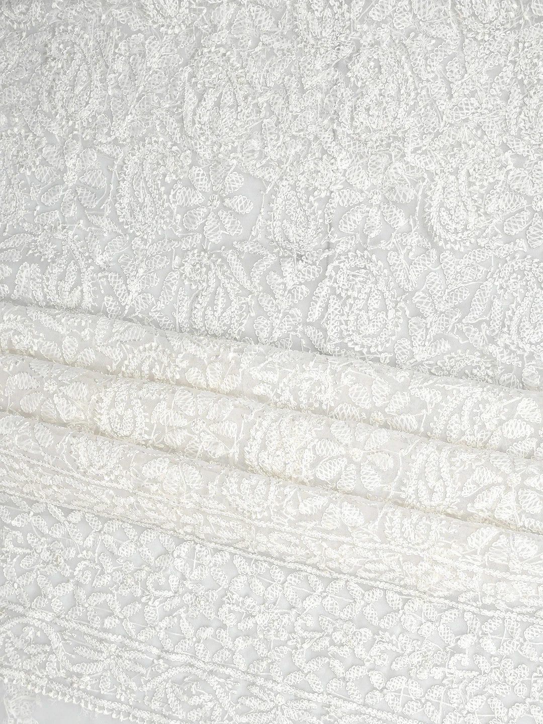 Ada Hand Embroidered White Georgette Lucknowi Chikankari Unstitched Suit Piece 01A878928