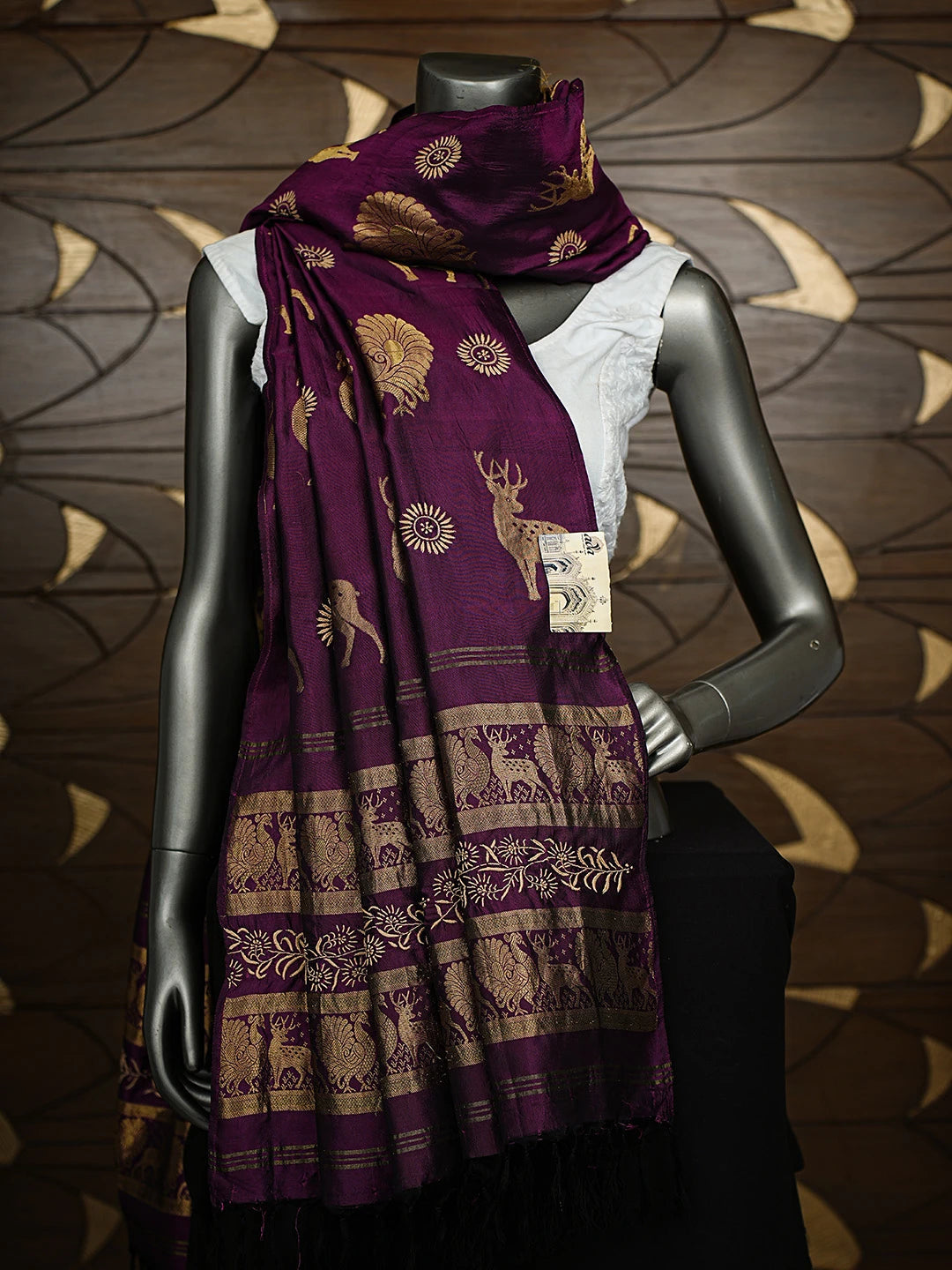 Ada Hand Embroidered Jamuni Silk Lucknowi Chikankari Dupatta A188516