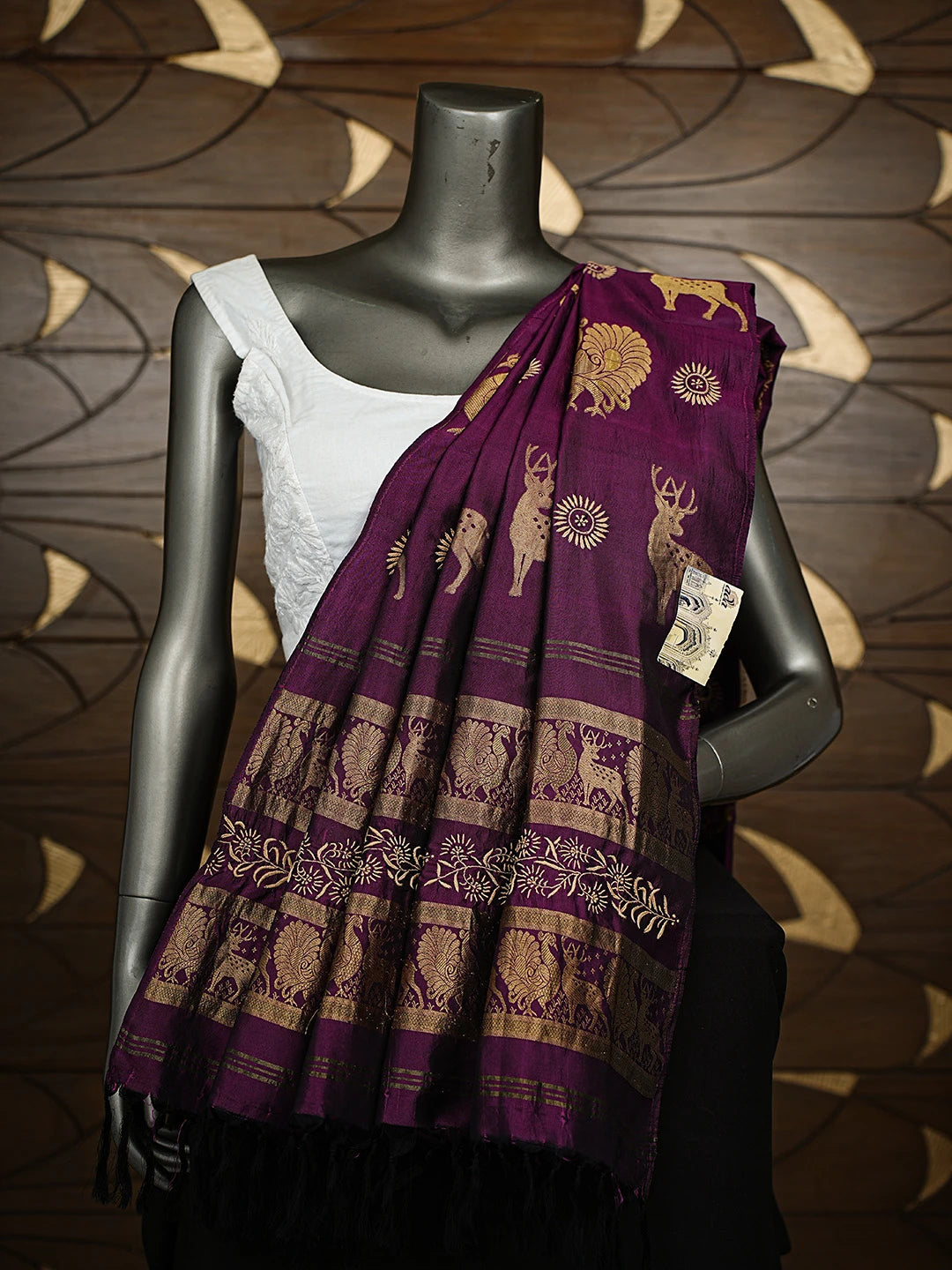 Ada Hand Embroidered Jamuni Silk Lucknowi Chikankari Dupatta A188516