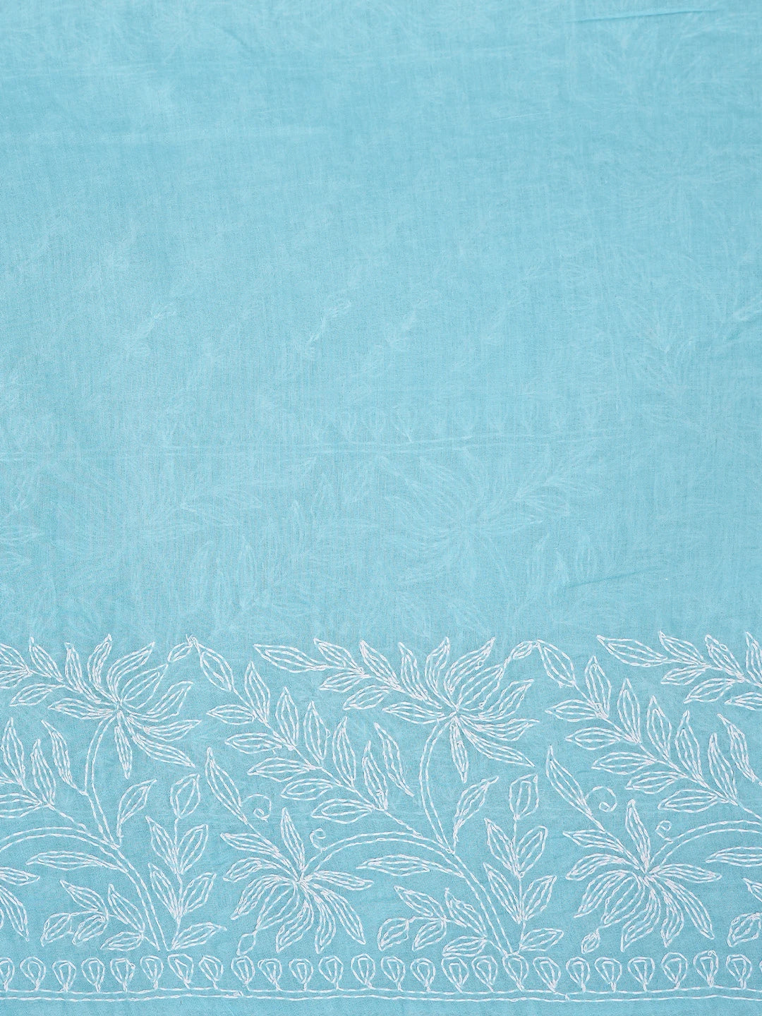 Ada Hand Embroidered Blue Cotton Lucknowi Chikankari Saree With Blouse 01A891085