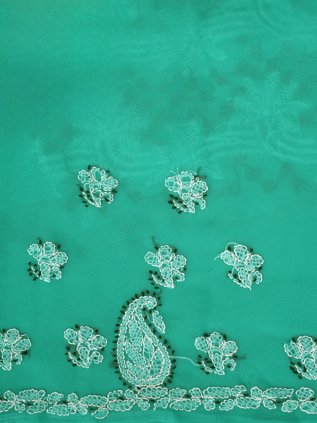 Ada Hand Embroidered Rama Green Georgette Lucknowi Chikankari Unstitched Suit Piece 01A872097