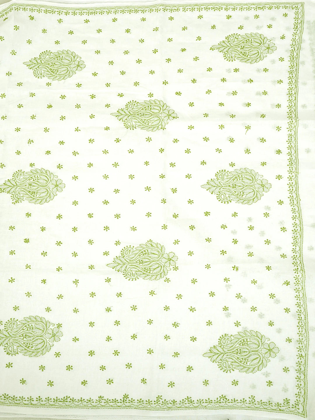 Ada Hand Embroidered Lemon Cotton Lucknowi Chikankari Saree With Blouse 01A872929