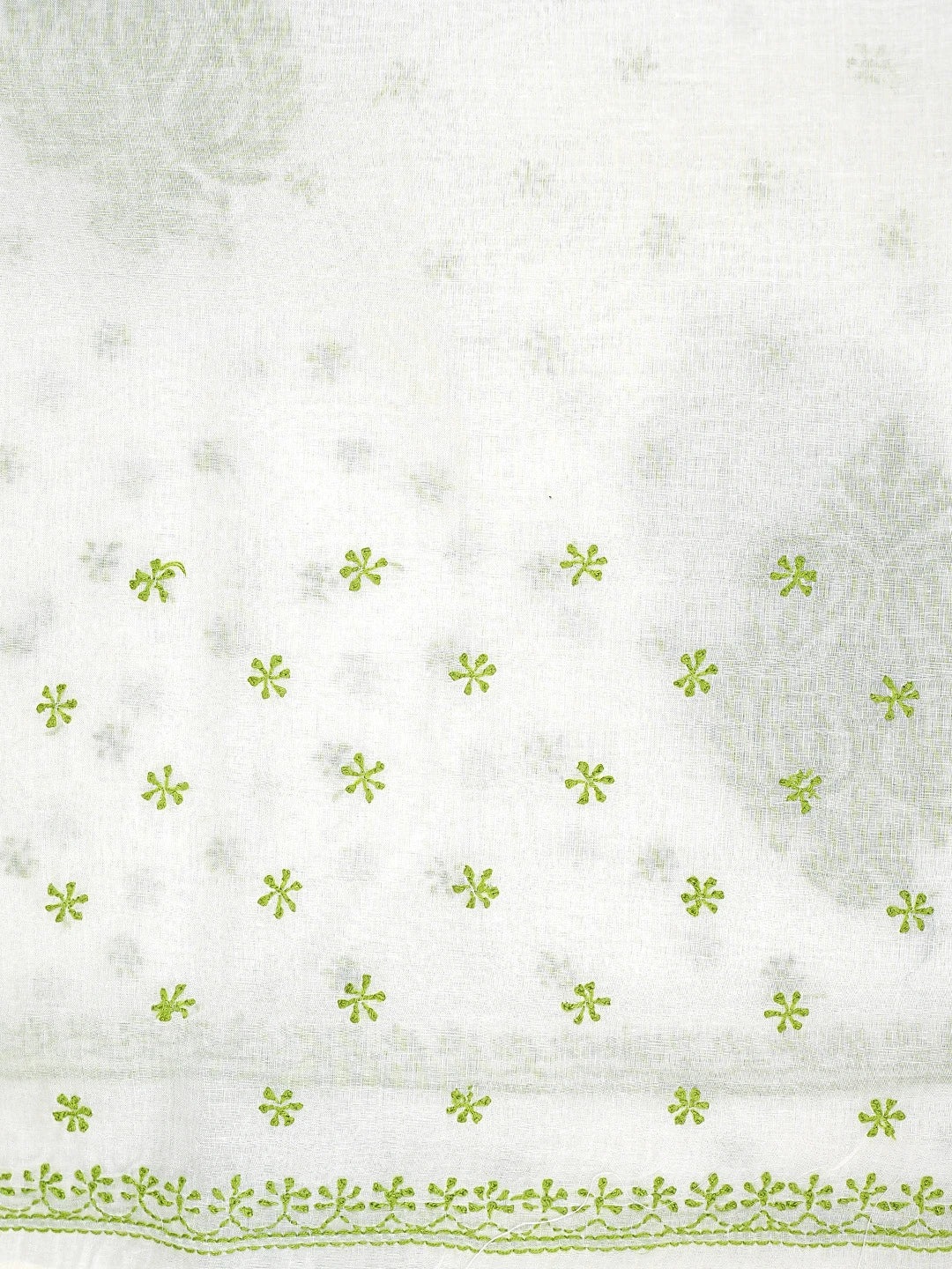 Ada Hand Embroidered Lemon Cotton Lucknowi Chikankari Saree With Blouse 01A872929
