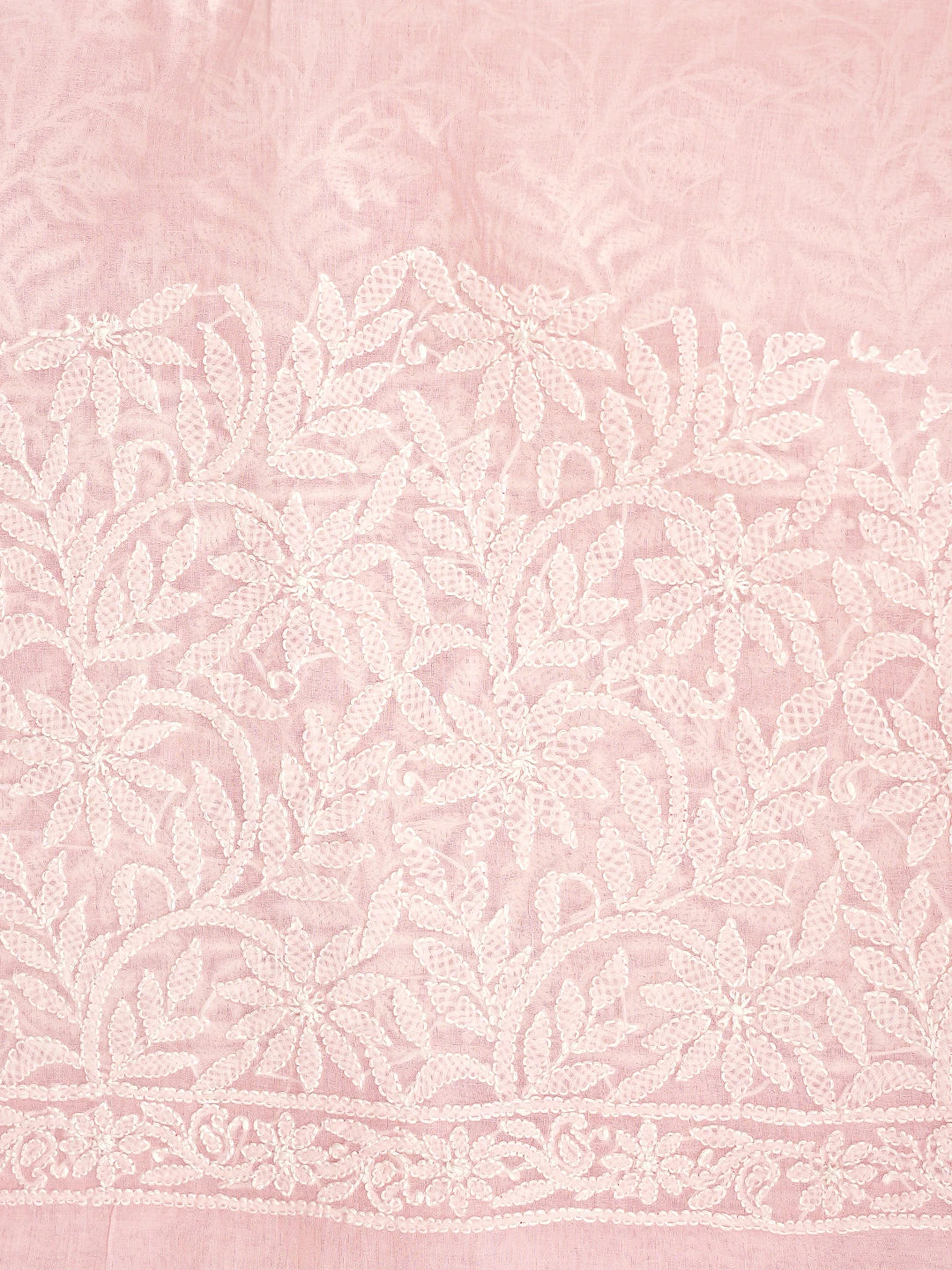 Ada Hand Embroidered Pink Cotton Lucknowi Chikankari Saree With Blouse 01A891281