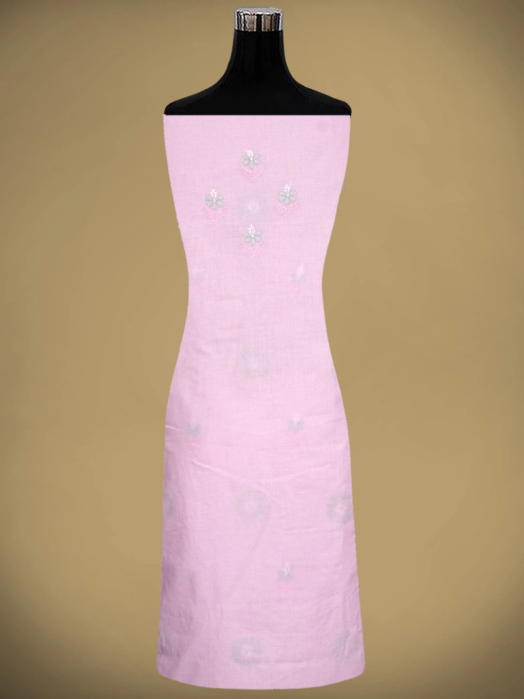 Ada Hand Embroidered Pink Cotton Lucknowi Chikankari Unstitched Suit Piece 01A879658