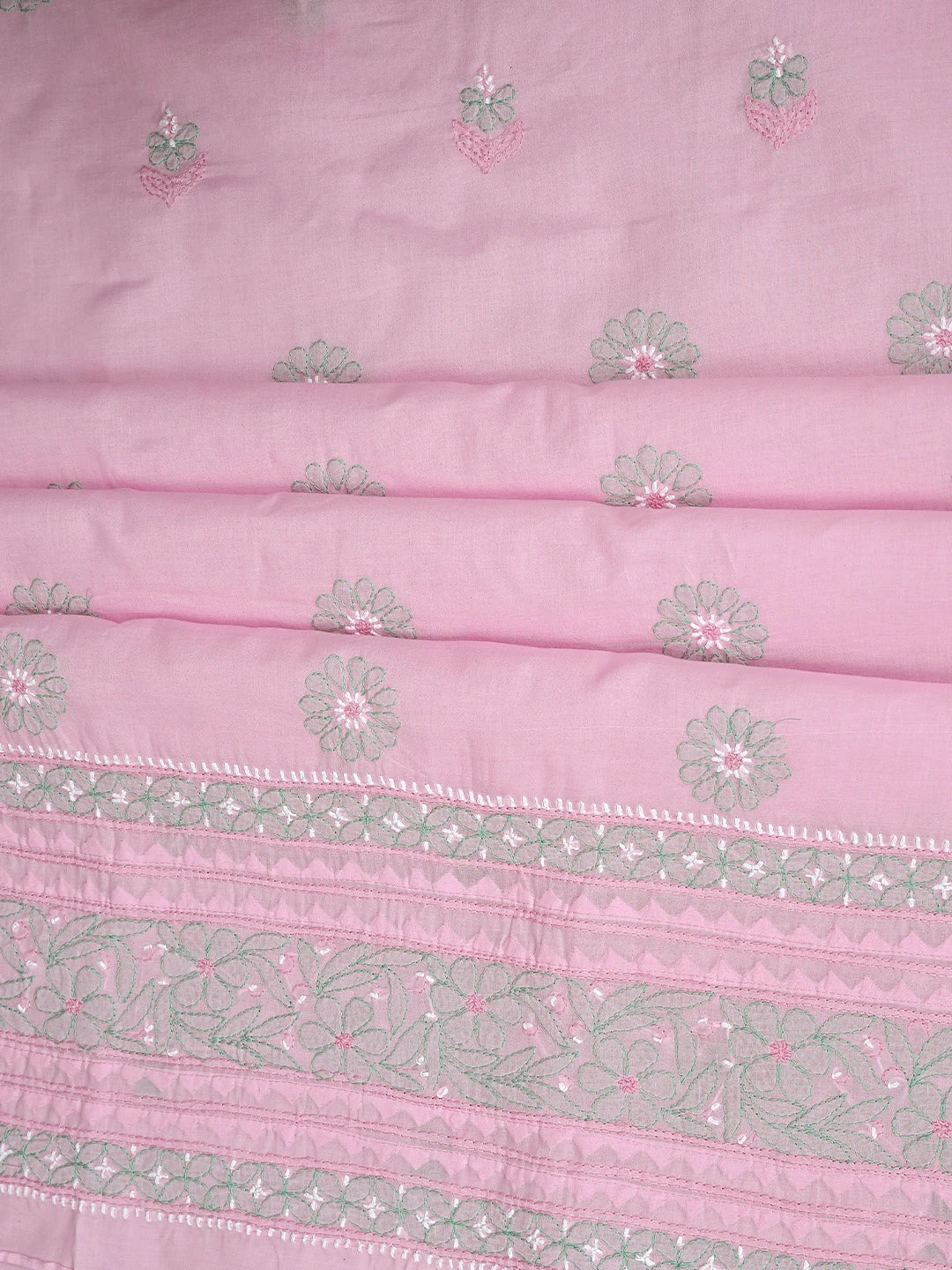 Ada Hand Embroidered Pink Cotton Lucknowi Chikankari Unstitched Suit Piece 01A879658