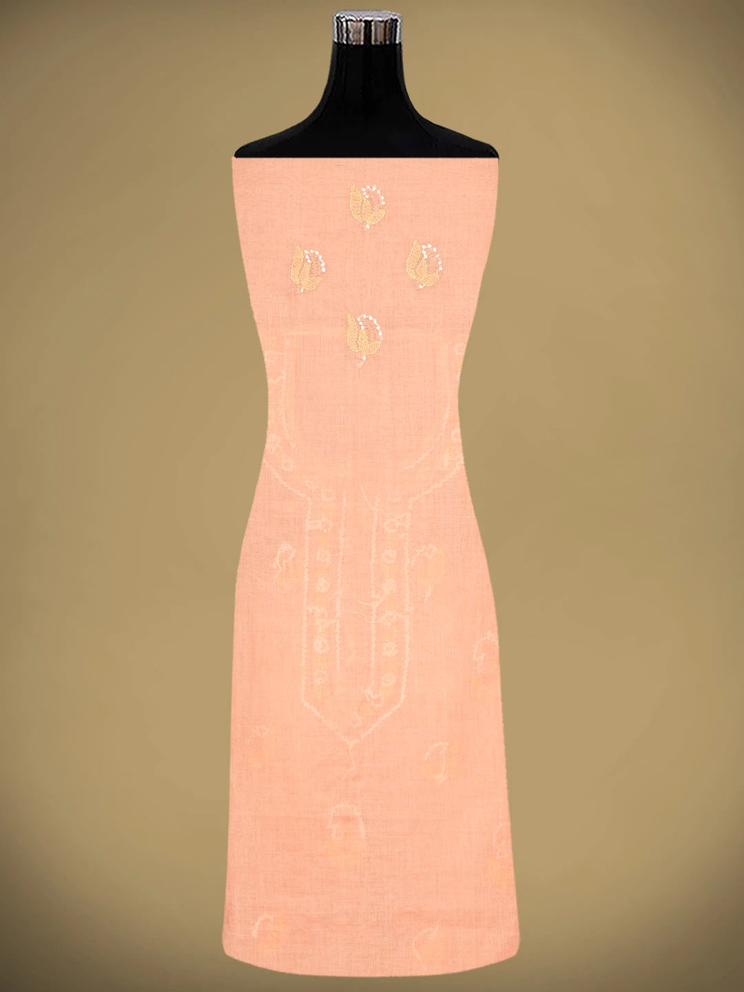Ada Hand Embroidered Peach Cotton Lucknowi Chikankari Unstitched Suit Piece 01A879667