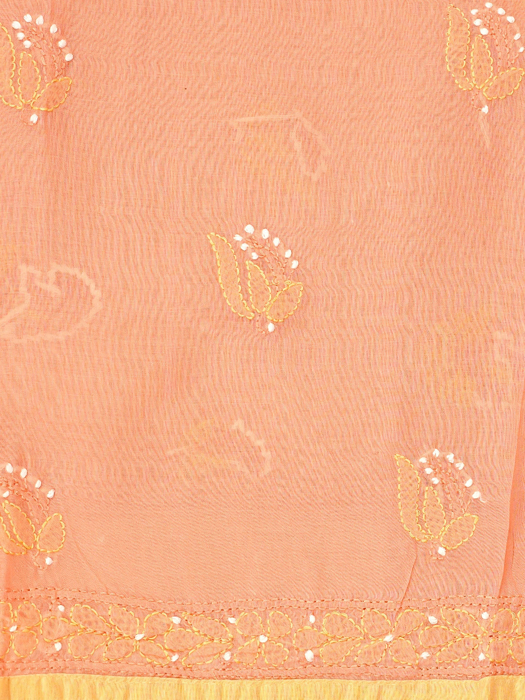 Ada Hand Embroidered Peach Cotton Lucknowi Chikankari Unstitched Suit Piece 01A879667