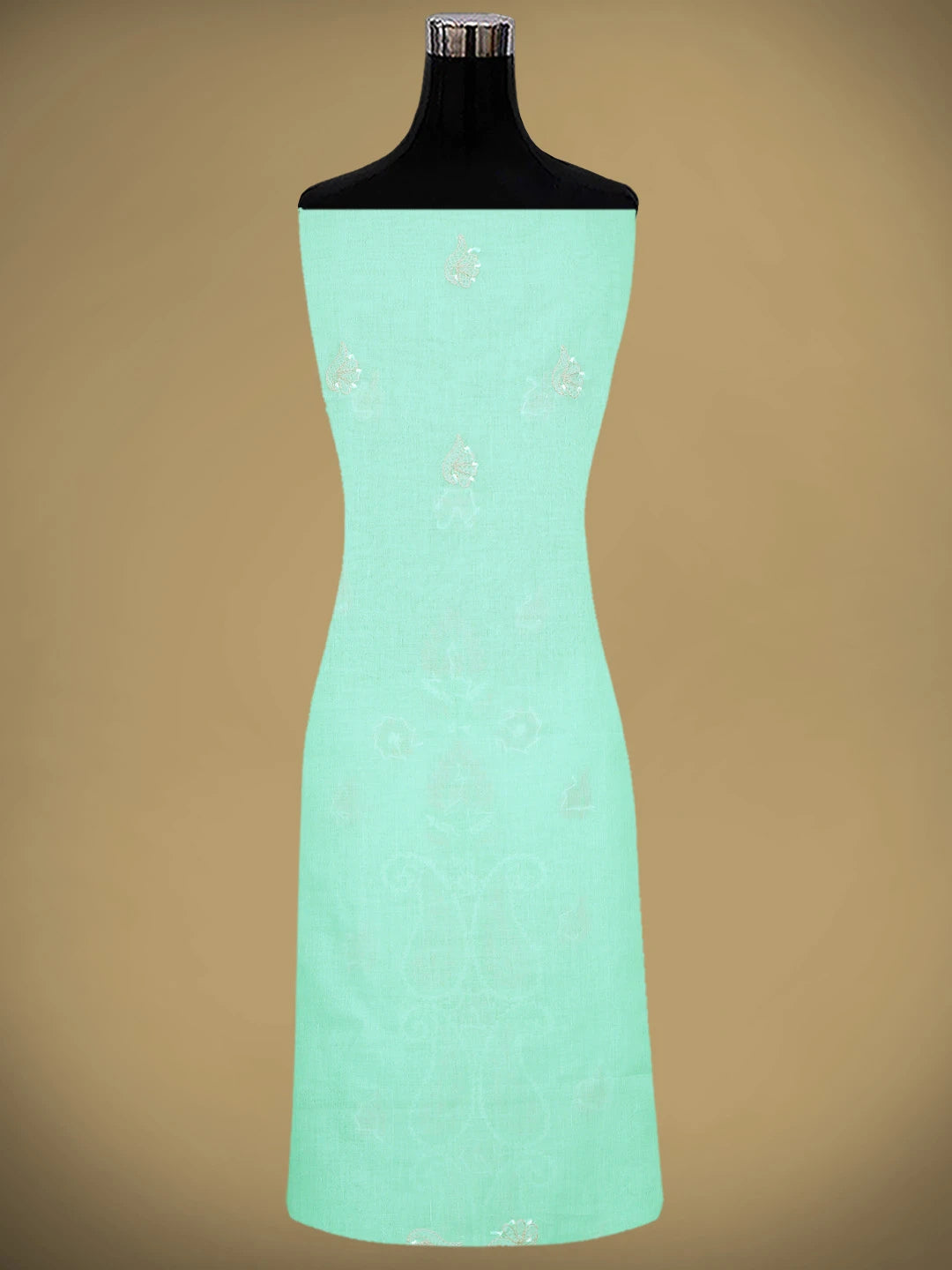 Ada Hand Embroidered Sea Green Cotton Lucknowi Chikankari Unstitched Suit Piece 01A879355