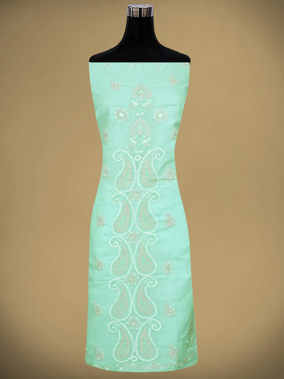 Ada Hand Embroidered Sea Green Cotton Lucknowi Chikankari Unstitched Suit Piece 01A879355