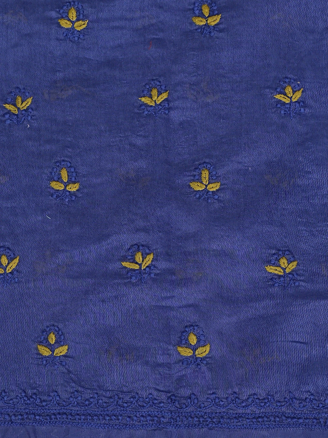 Ada Hand Embroidered Royal Blue Chanderi Lucknowi Chikankari Unstitched Kurta Dupatta Set 01A879591