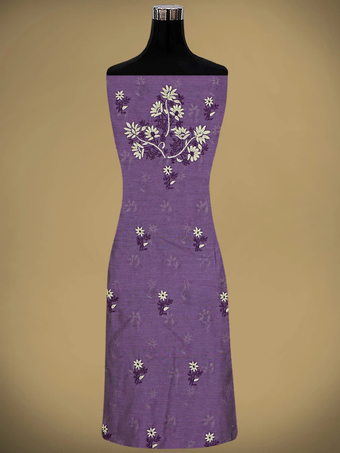 Ada Hand Embroidered Purple Chanderi Lucknowi Chikankari Unstitched Kurta Dupatta Set 01A879568