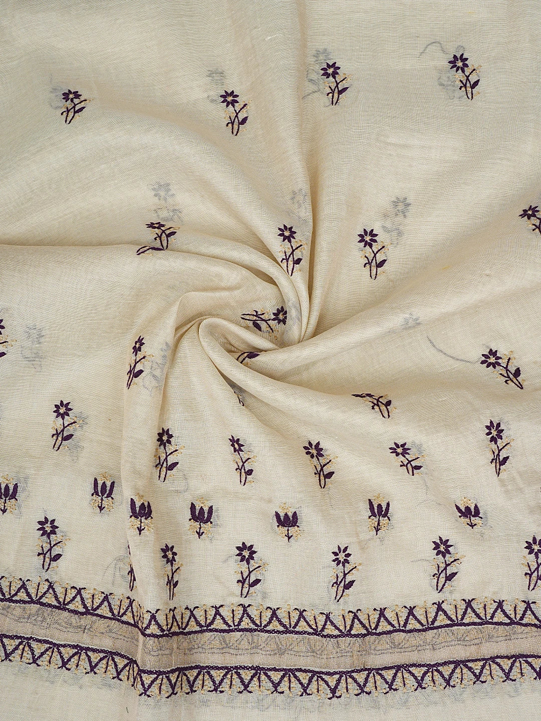 Ada Hand Embroidered Purple Chanderi Lucknowi Chikankari Unstitched Kurta Dupatta Set 01A879568