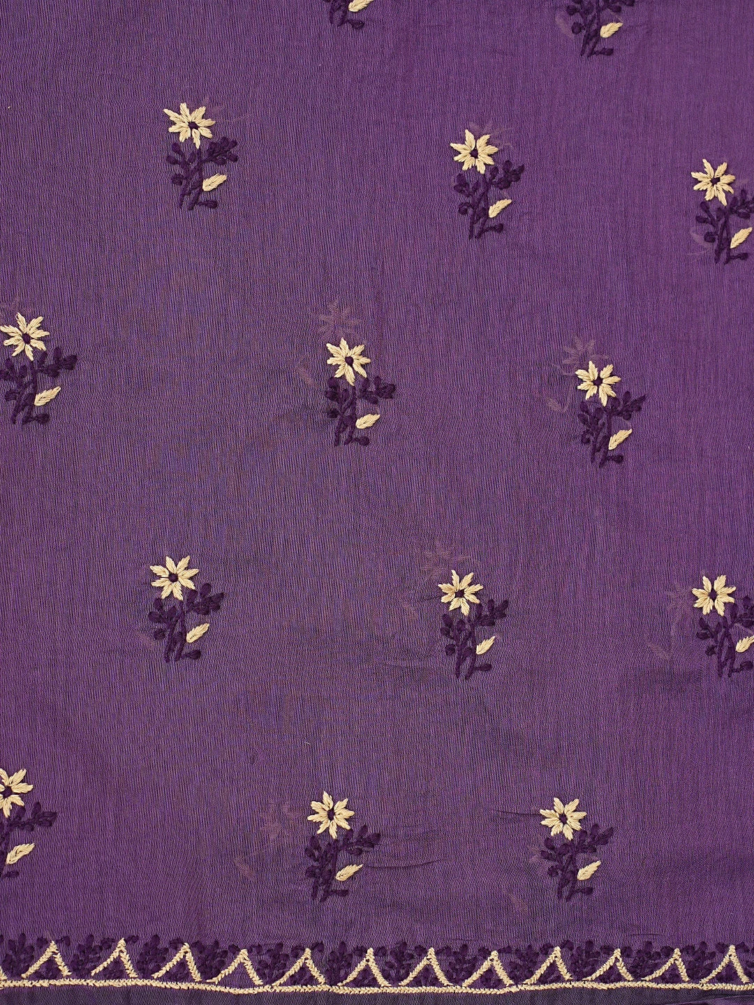 Ada Hand Embroidered Purple Chanderi Lucknowi Chikankari Unstitched Kurta Dupatta Set 01A879568