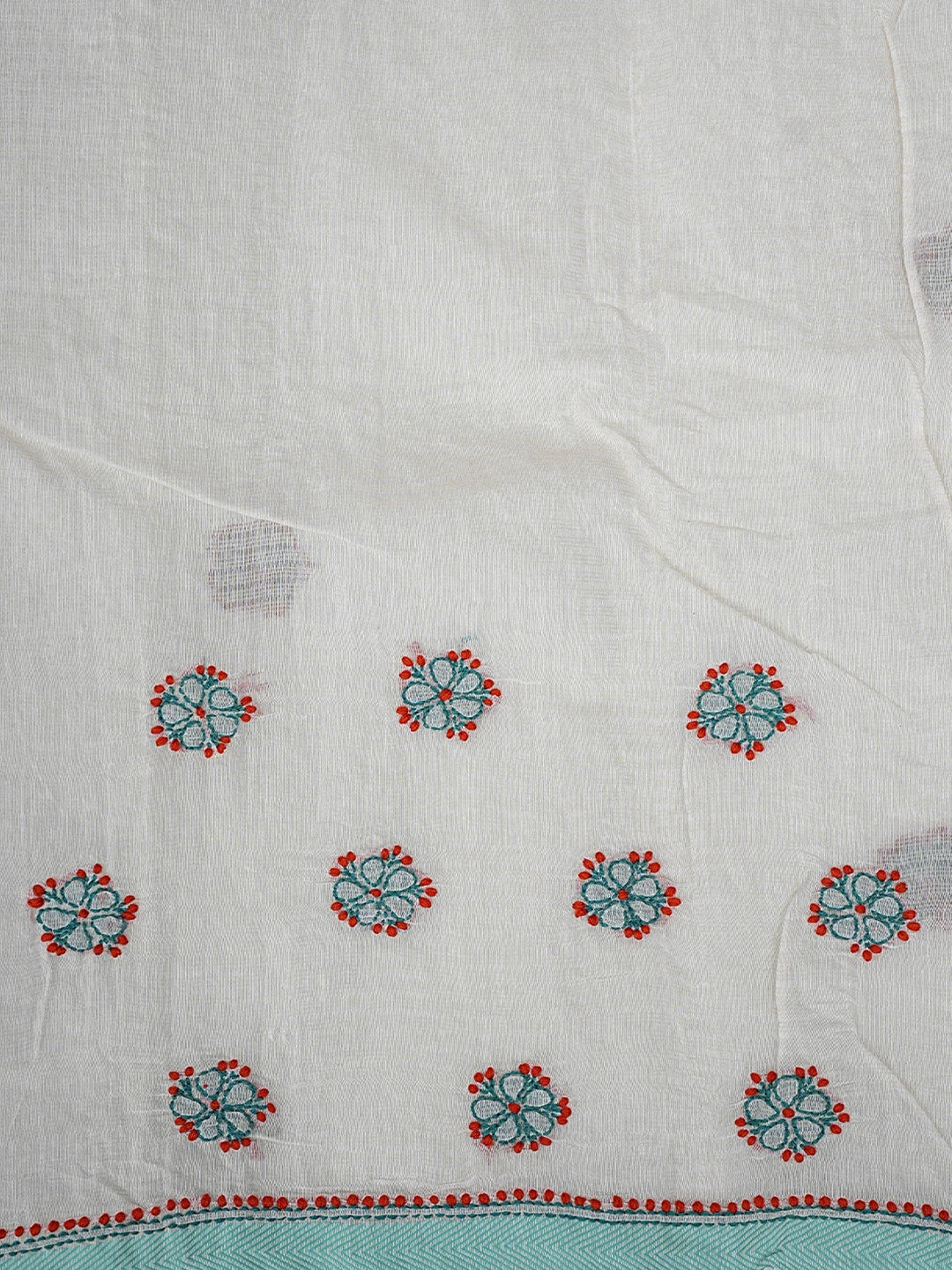 Ada Hand Embroidered Cream Chanderi Lucknowi Chikankari Saree With Blouse 01A867914