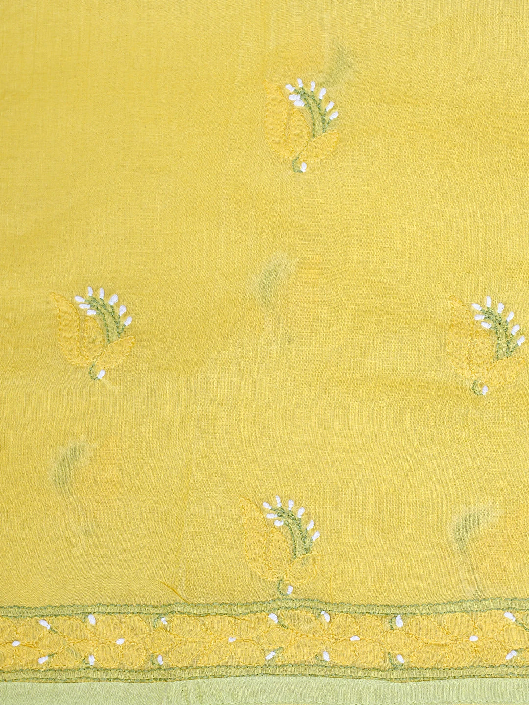 Ada Hand Embroidered Yellow Cotton Lucknowi Chikankari Unstitched Suit Piece 01A879666