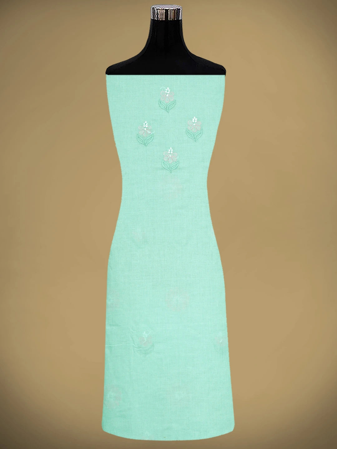 Ada Hand Embroidered Sea Green Cotton Lucknowi Chikankari Unstitched Suit Piece 01A879653