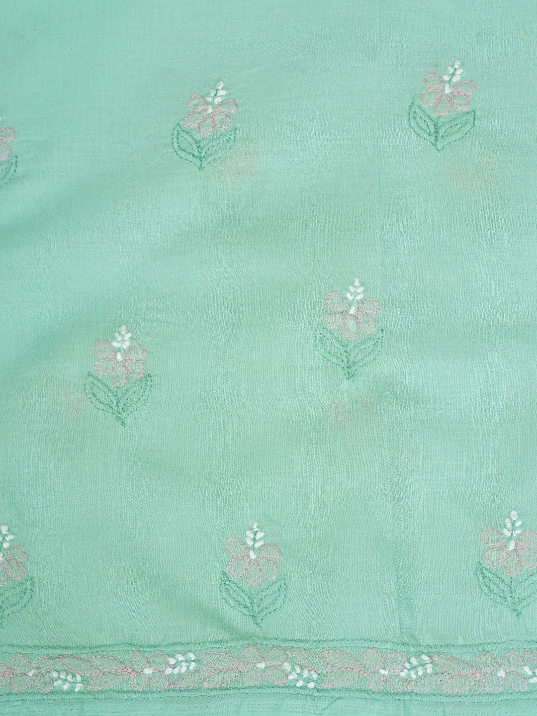 Ada Hand Embroidered Sea Green Cotton Lucknowi Chikankari Unstitched Suit Piece 01A879653