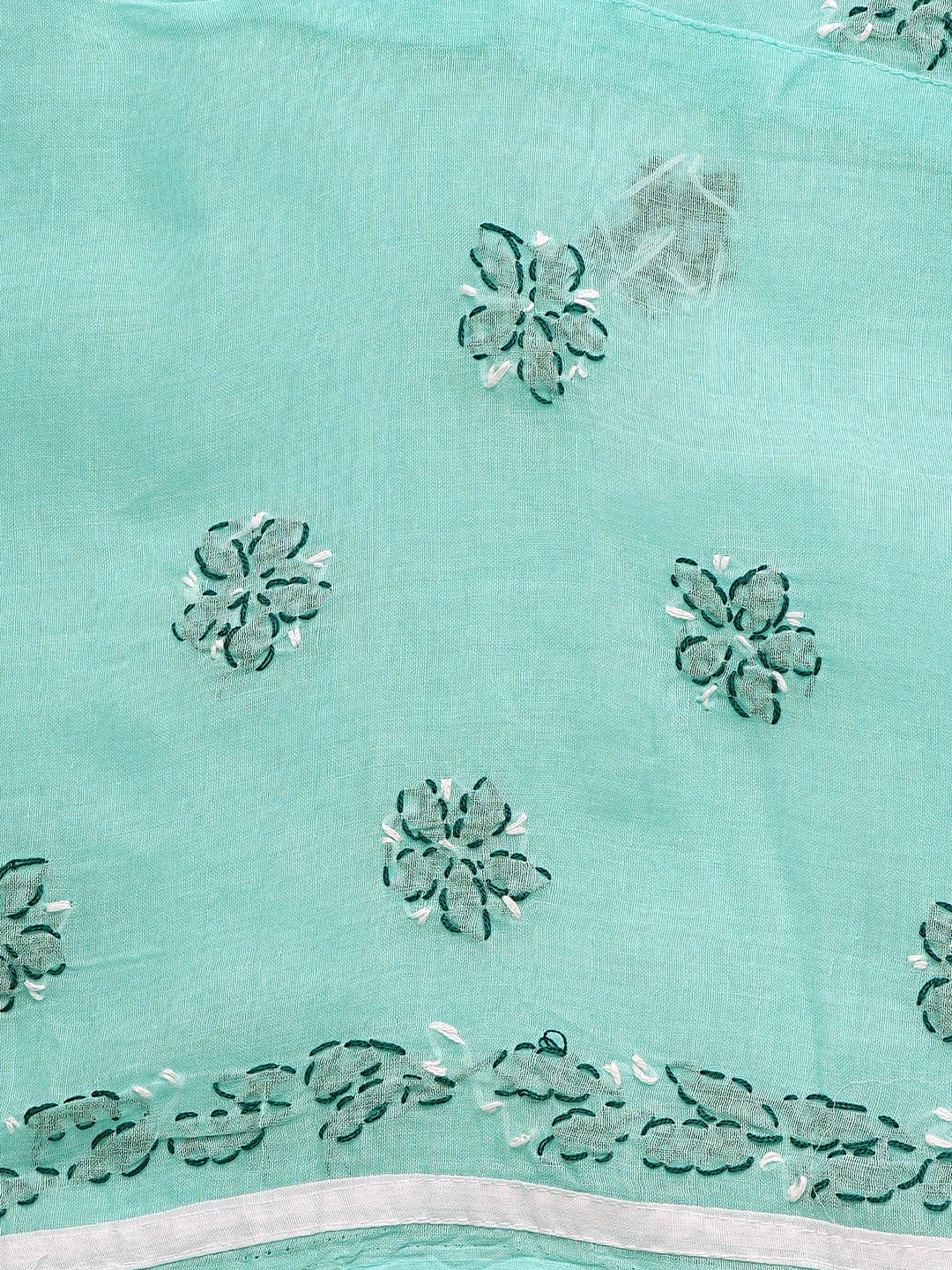 Ada Hand Embroidered Sea Green Cotton Lucknowi Chikankari Unstitched Suit Piece with Chiffon Dupatta 01A882756