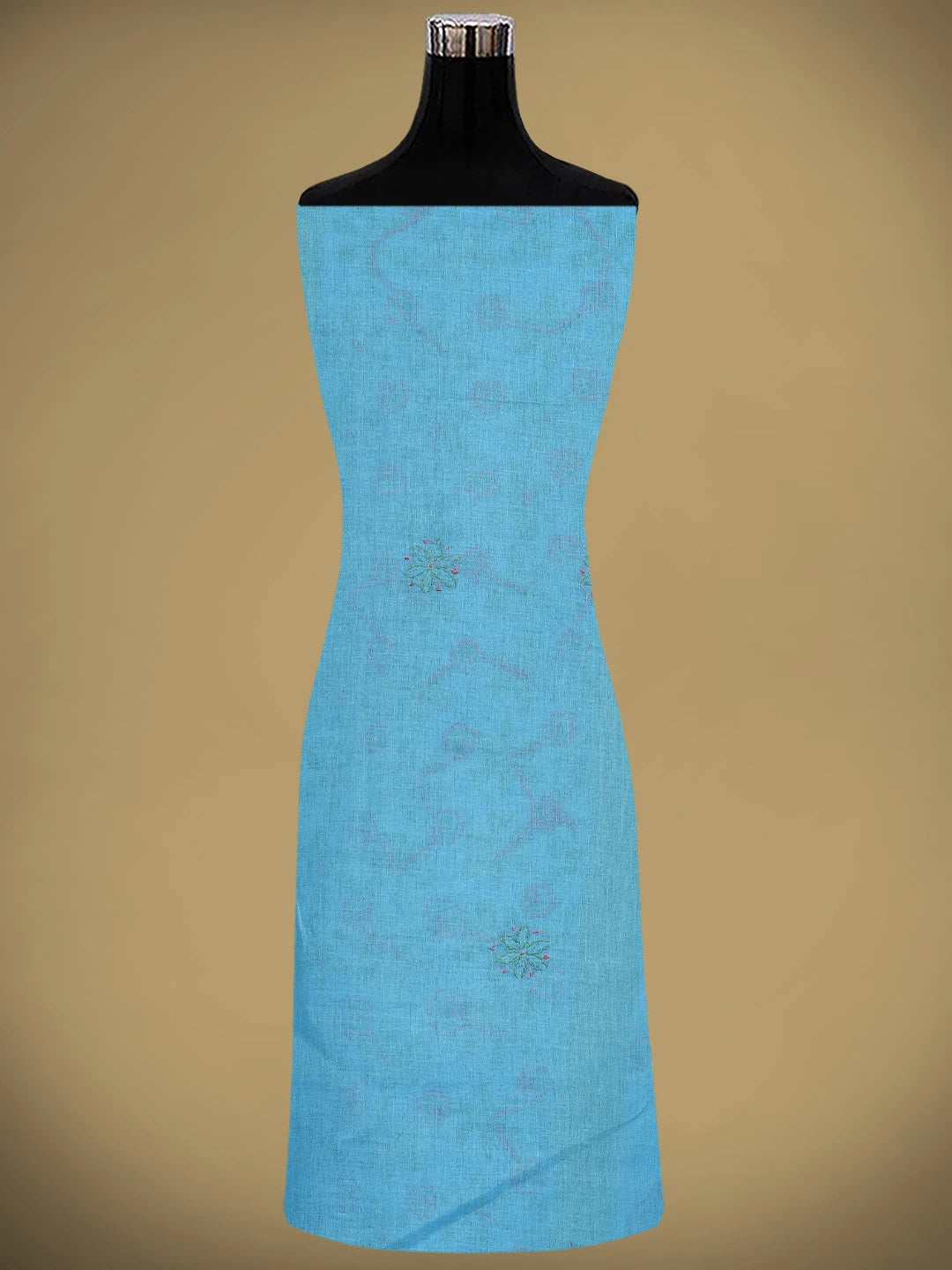 Ada Hand Embroidered Blue Cotton Lucknowi Chikankari Unstitched Suit Piece with Chiffon Dupatta 01A878310
