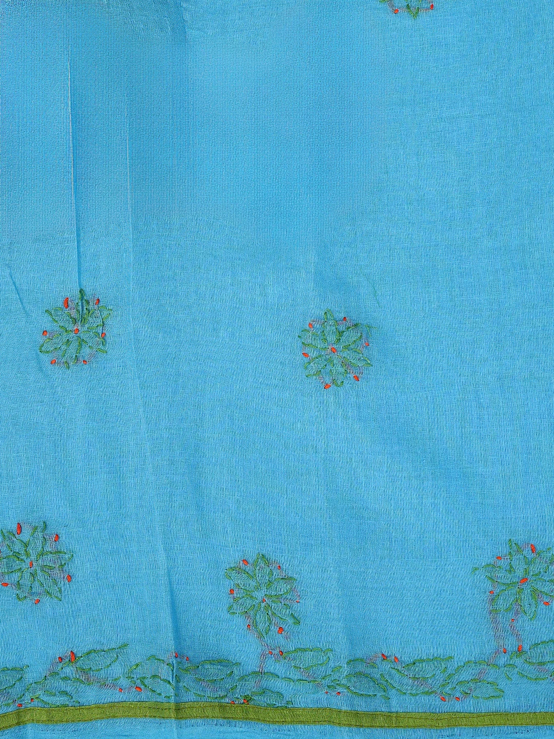 Ada Hand Embroidered Blue Cotton Lucknowi Chikankari Unstitched Suit Piece with Chiffon Dupatta 01A878310