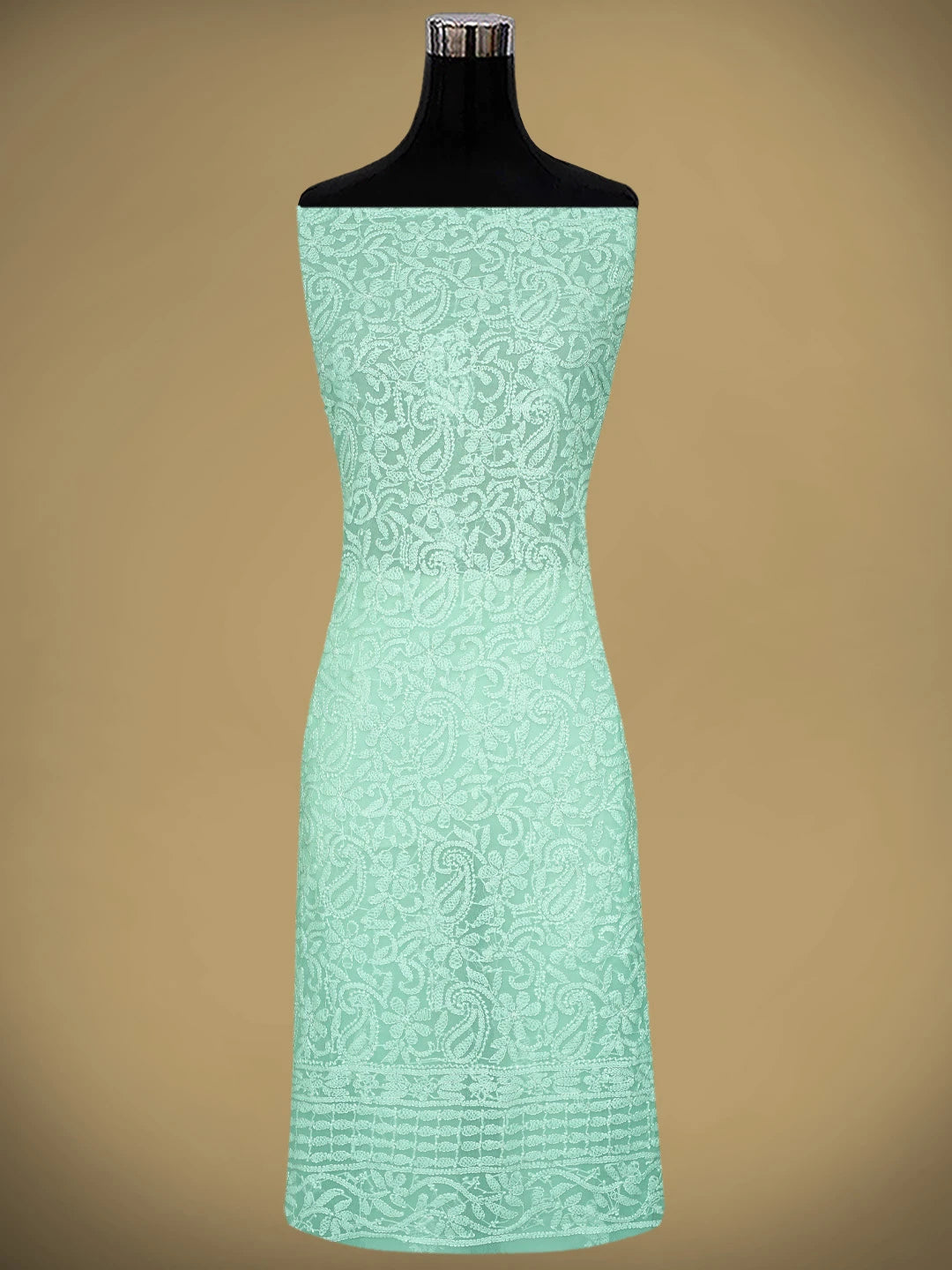 Ada Hand Embroidered Sea Green Georgette Lucknowi Chikankari Unstitched Suit Piece 01A878914
