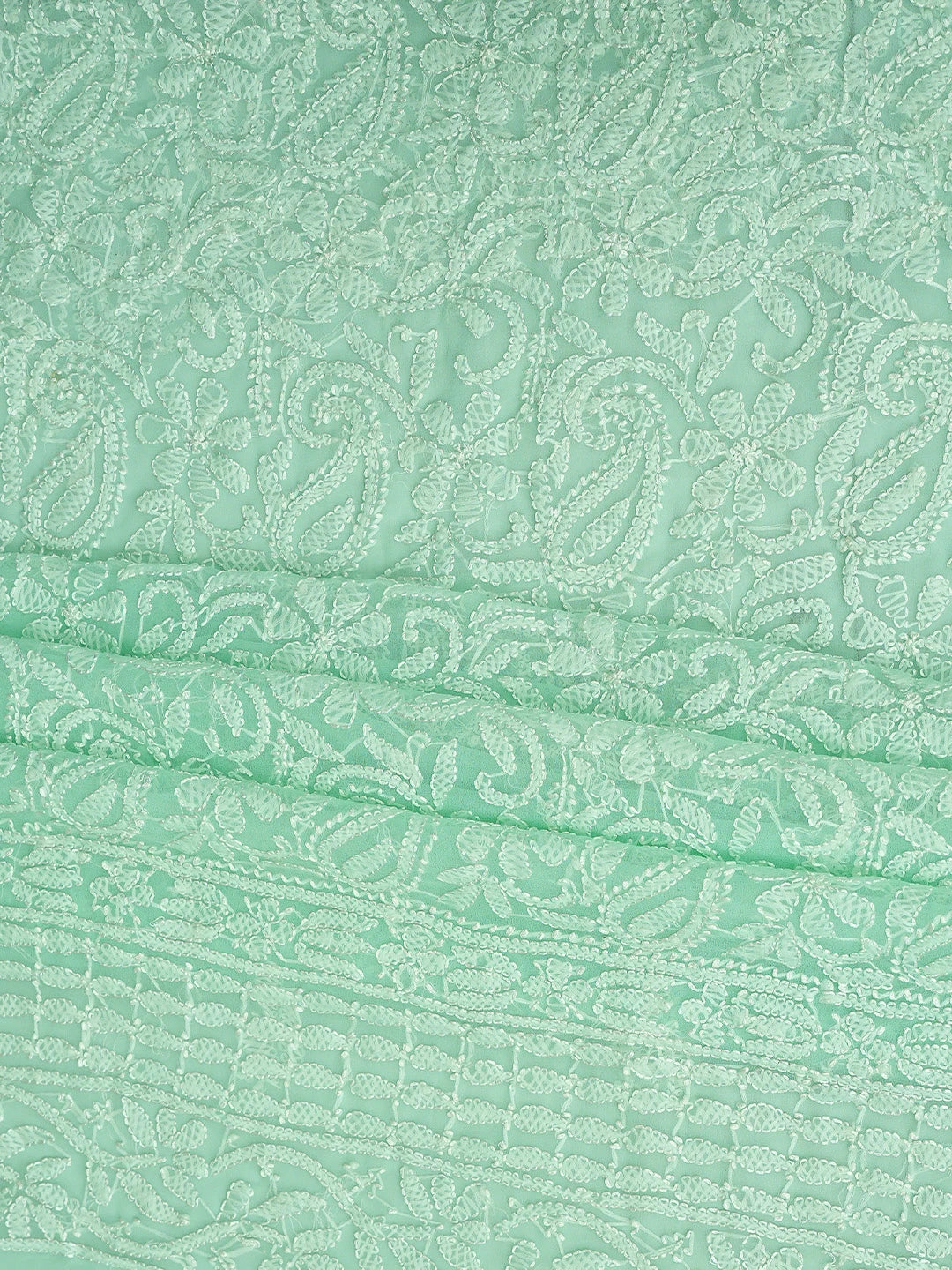 Ada Hand Embroidered Sea Green Georgette Lucknowi Chikankari Unstitched Suit Piece 01A878914