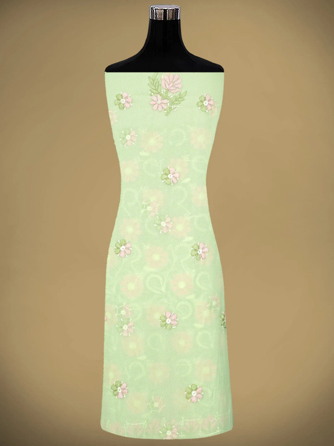 Ada Hand Embroidered Green Georgette Lucknowi Chikankari Unstitched Suit Piece 01A896009