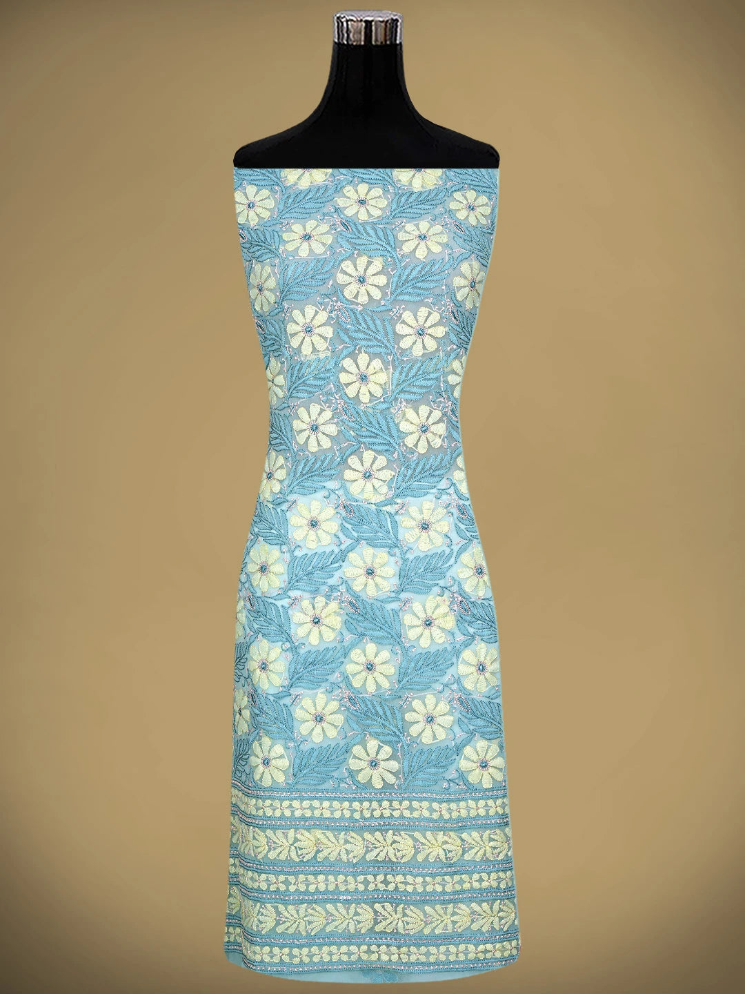 Ada Hand Embroidered Sea Green Georgette Lucknowi Chikankari Unstitched Suit Piece 01A896012