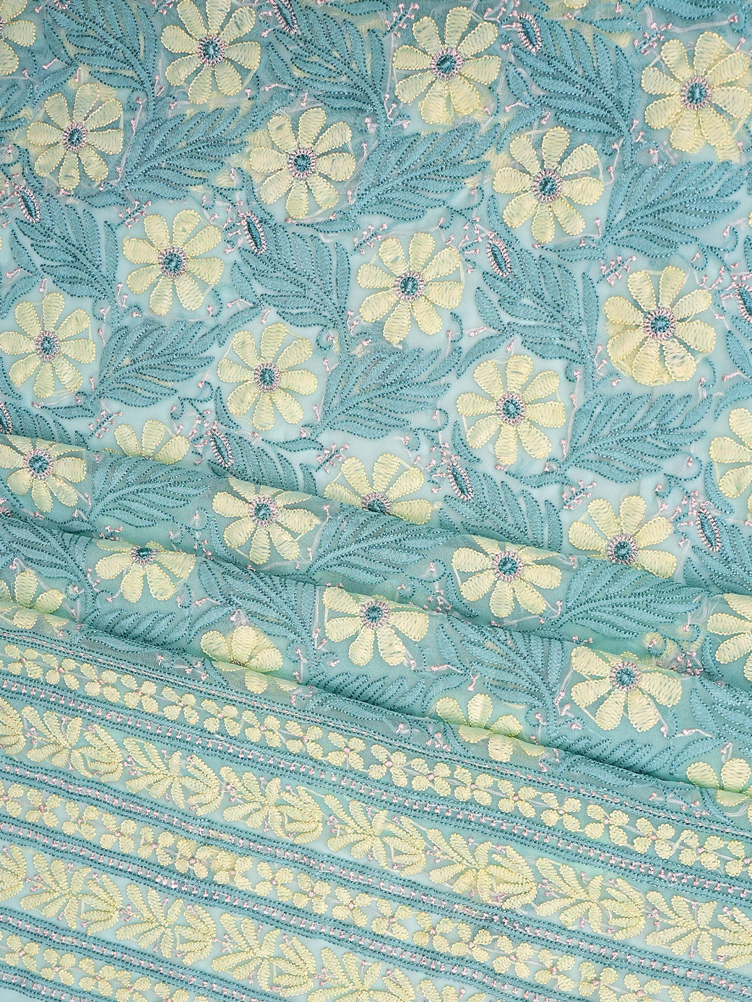 Ada Hand Embroidered Sea Green Georgette Lucknowi Chikankari Unstitched Suit Piece 01A896012