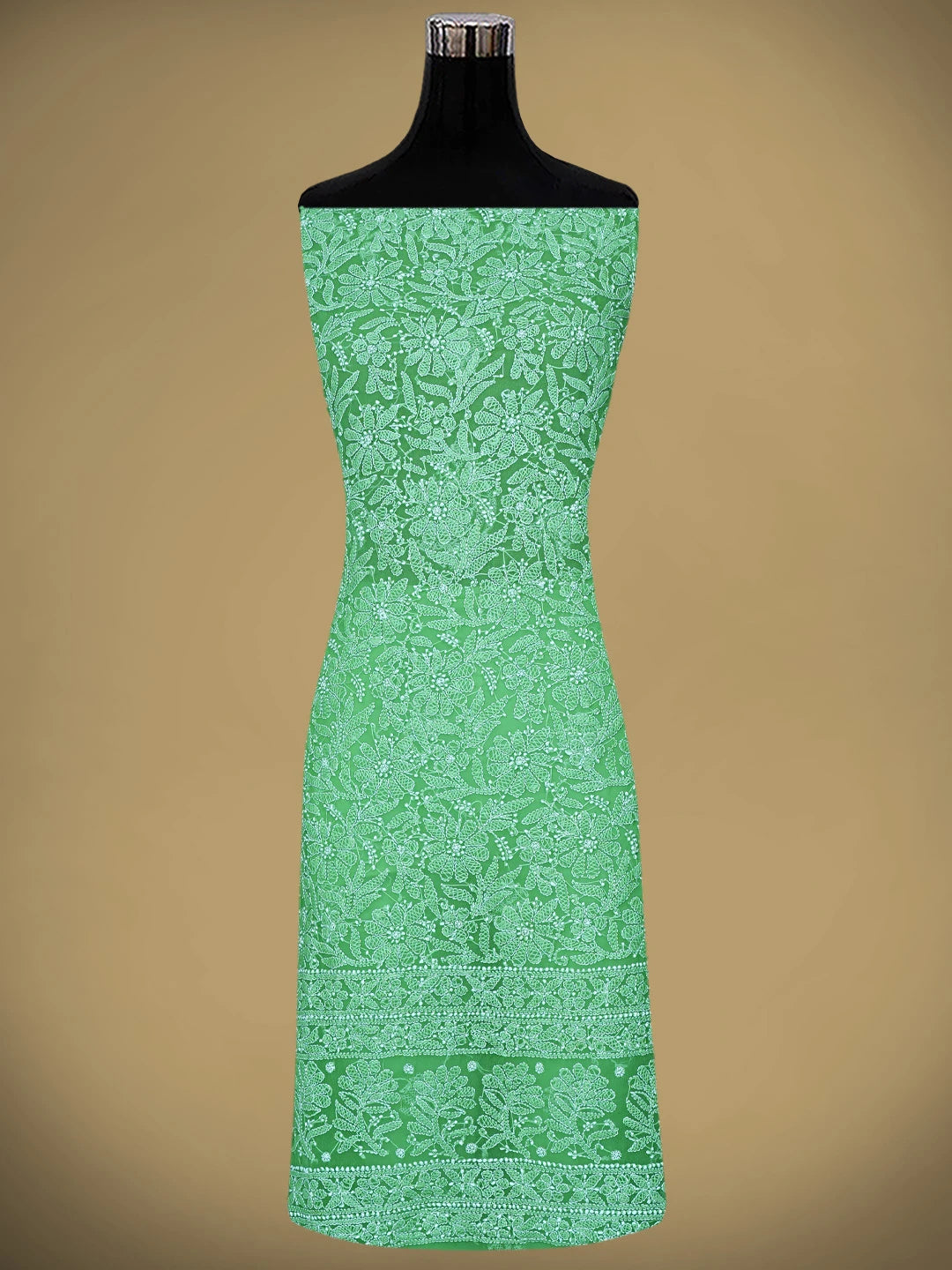 Ada Hand Embroidered Lime Green Georgette Lucknowi Chikankari Unstitched Suit Piece 01A878896