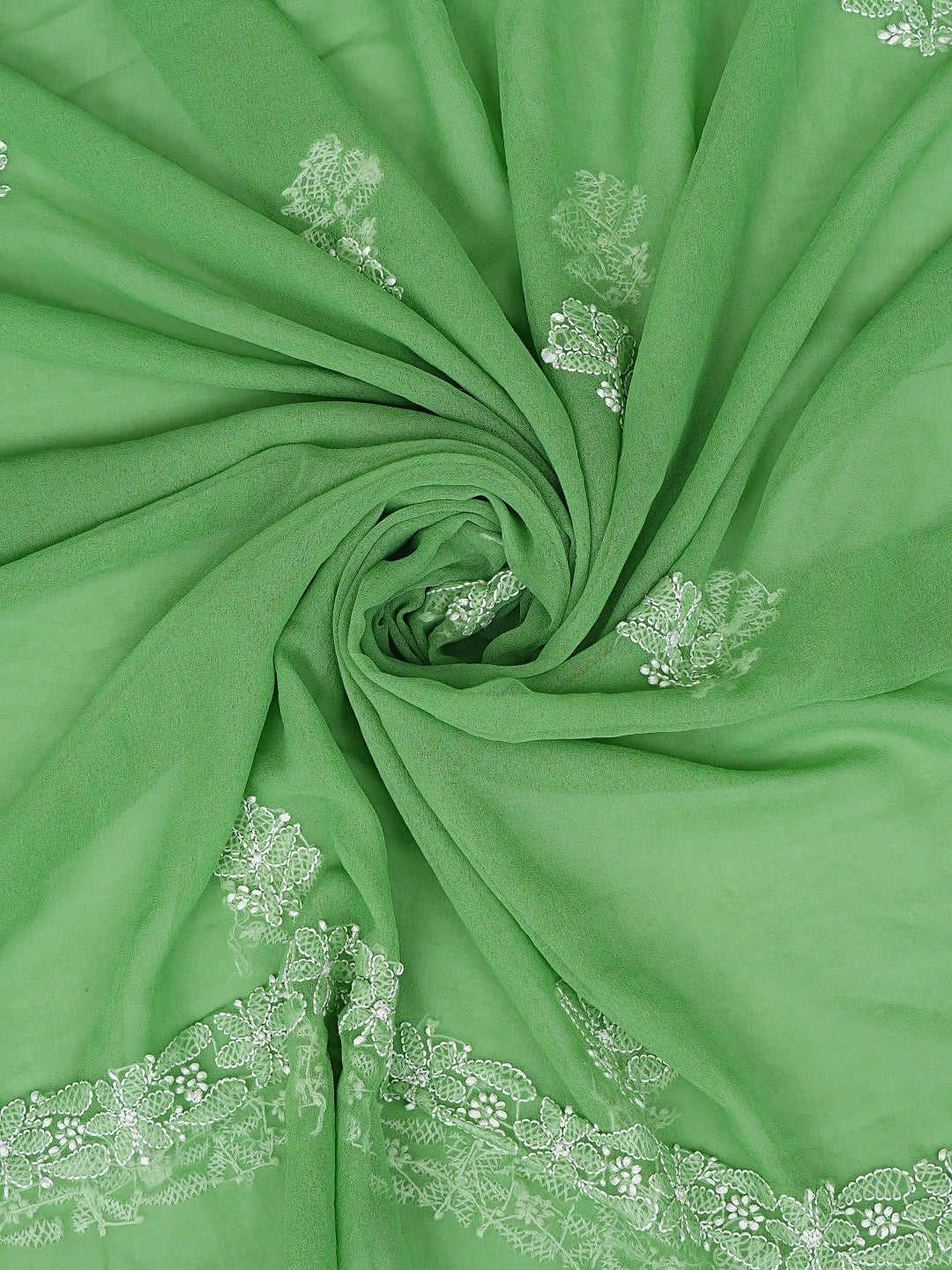 Ada Hand Embroidered Lime Green Georgette Lucknowi Chikankari Unstitched Suit Piece 01A878896